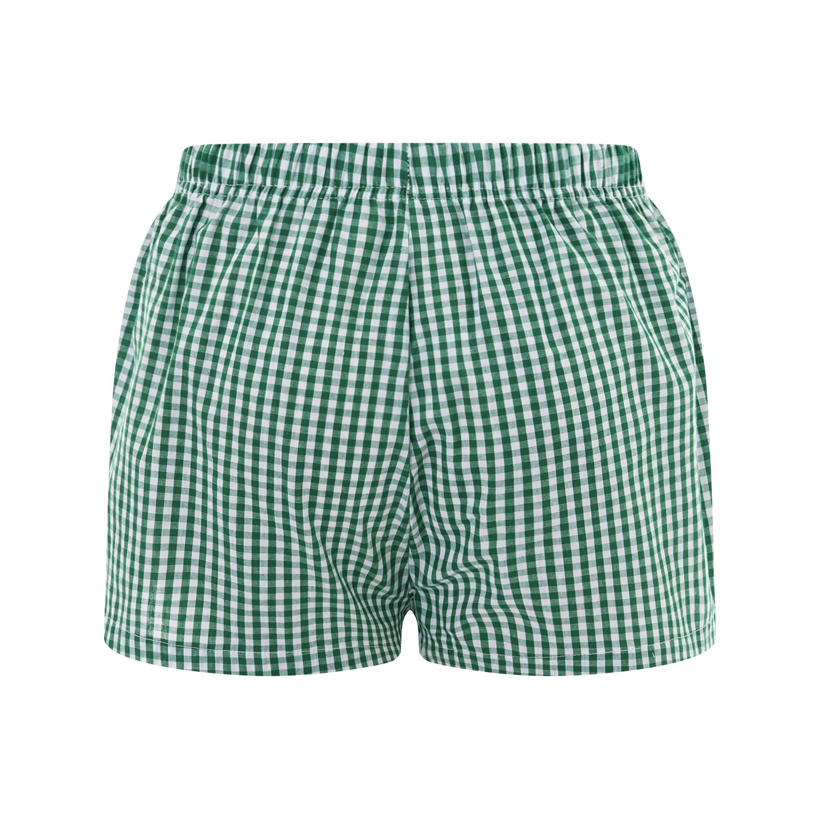 Y2K Women's Low Waist Boxer Shorts - Plaid Print Gingham Loose Fit Lounge Pajama Sleep Shorts | Comfortable Sleepwear & Casual Loungewear for Home, Vacation & Summer Nights
