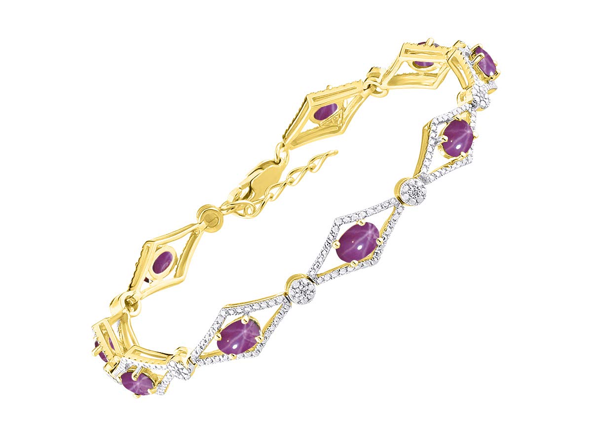 RYLOS Women's 925 Sterling Silver Gold Plated Tennis Bracelet with Gemstones & Diamonds | Adjustable 7-8 Inch Wrist | 9 Birthstone Options (6x4mm) | Elegant Jewelry Gift for Women, Best Friends | Perfect for Anniversaries, Birthdays & Special Occasions