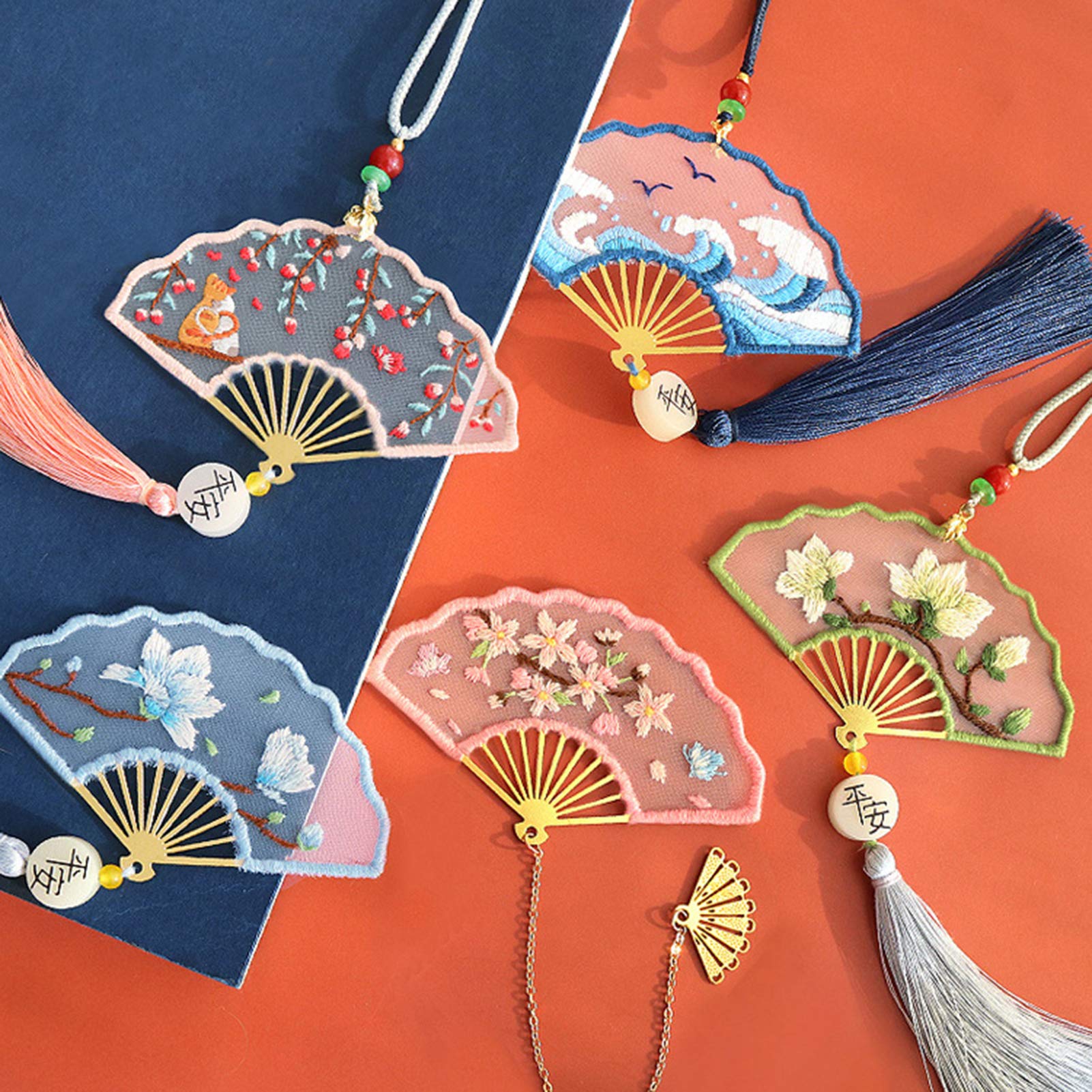 Beginner Embroidery Kits with Patterns - DIY Needlepoint Craft Set for Bookmarks & Car Hanging Accessories - Includes Pendant Ornaments (#6) - Perfect for Home Decor, Gifts & Relaxing Crafts