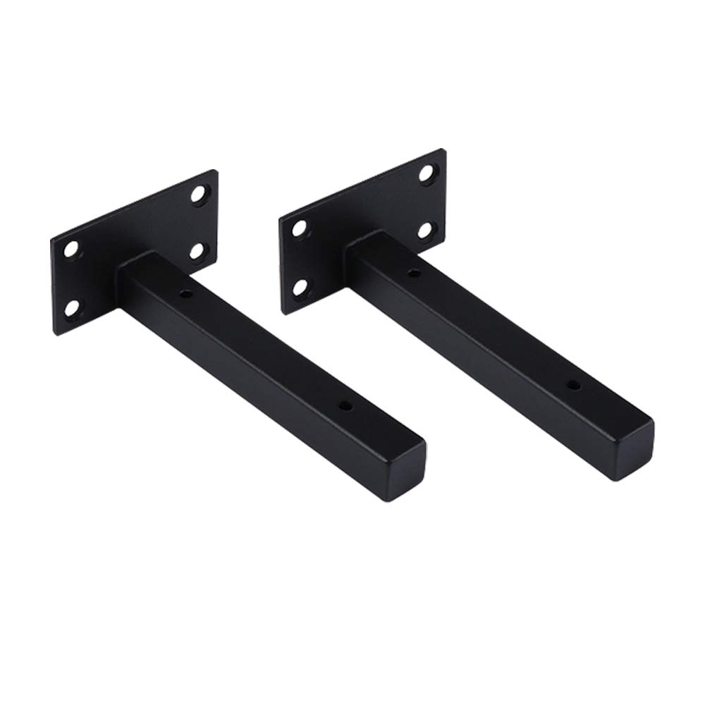 9.8 Inch Black Stainless Steel Floating Shelf Brackets - Heavy Duty Shelving Supports (2 Pack) - Perfect for Home Office, Kitchen & Bathroom Storage Organization