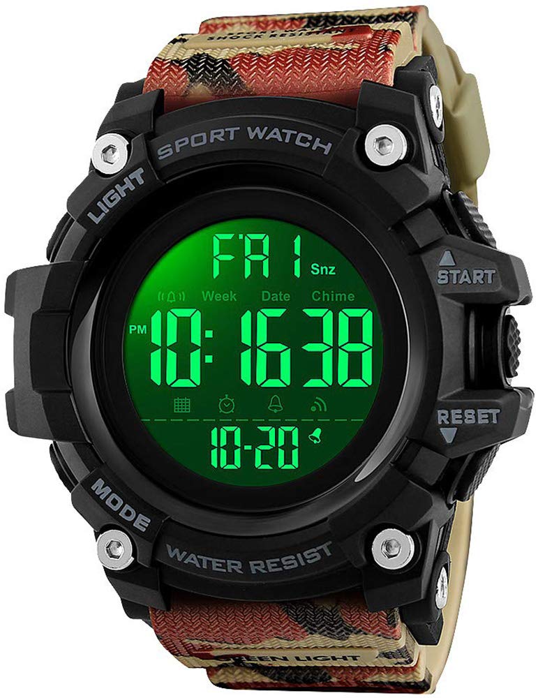 Gosasa Men's Sports Watch - Waterproof Digital LED Watch with Stopwatch, Countdown Timer, 12/24 Hour Display | Perfect for Running, Gym Workouts & Outdoor Activities