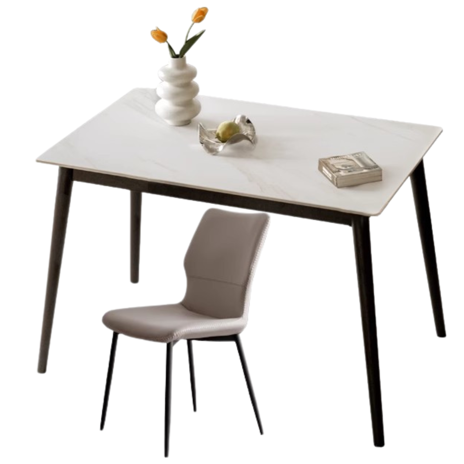 Solid Oak Wood Rock Plate Dining Table - Rustic Farmhouse Style for Kitchen, Dining Room & Outdoor Patio