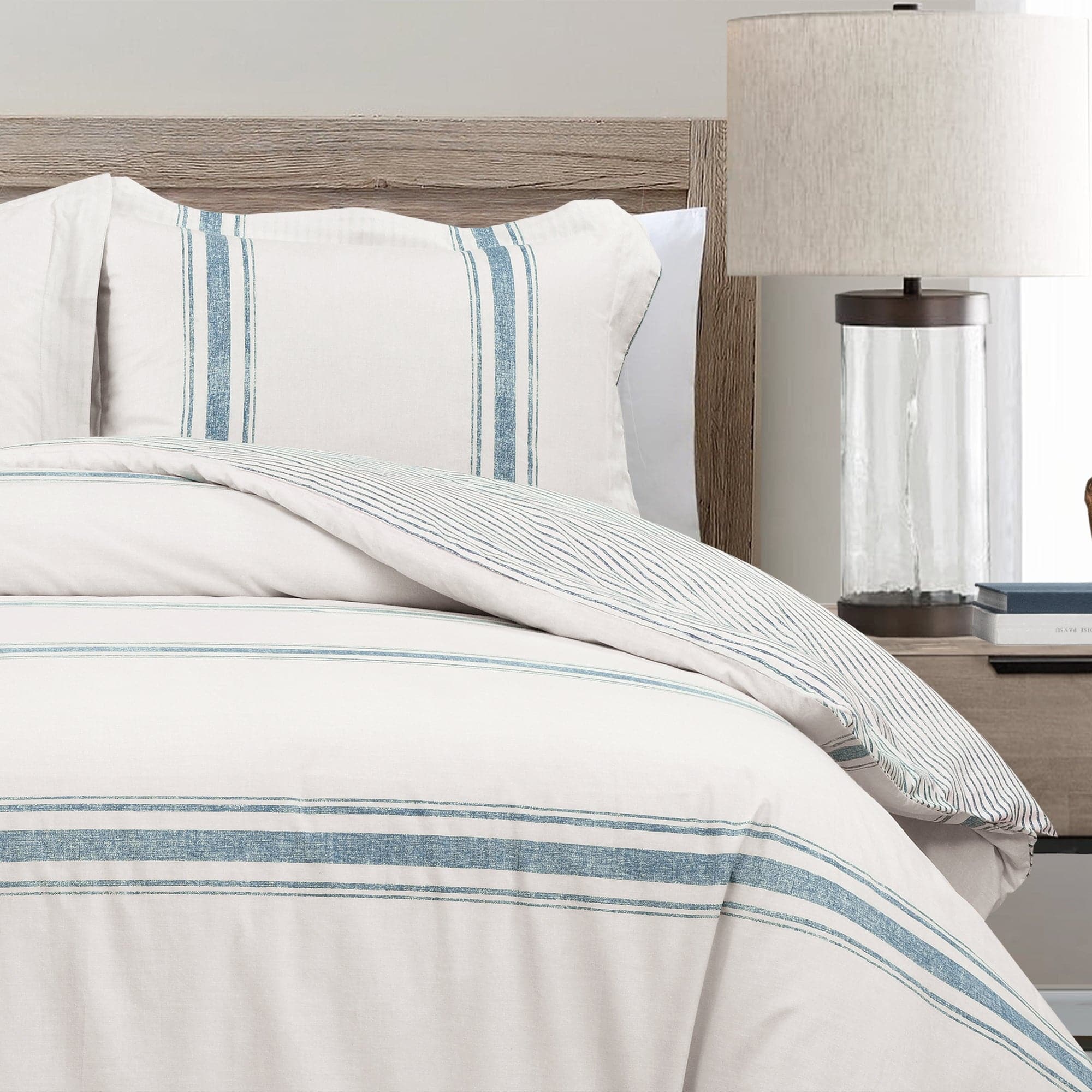 Farmhouse Stripe 100% Cotton Duvet Cover Set - Soft & Breathable Bedding for Cozy Bedroom Decor - Perfect for Guest Rooms, Master Bedrooms & Vacation Homes