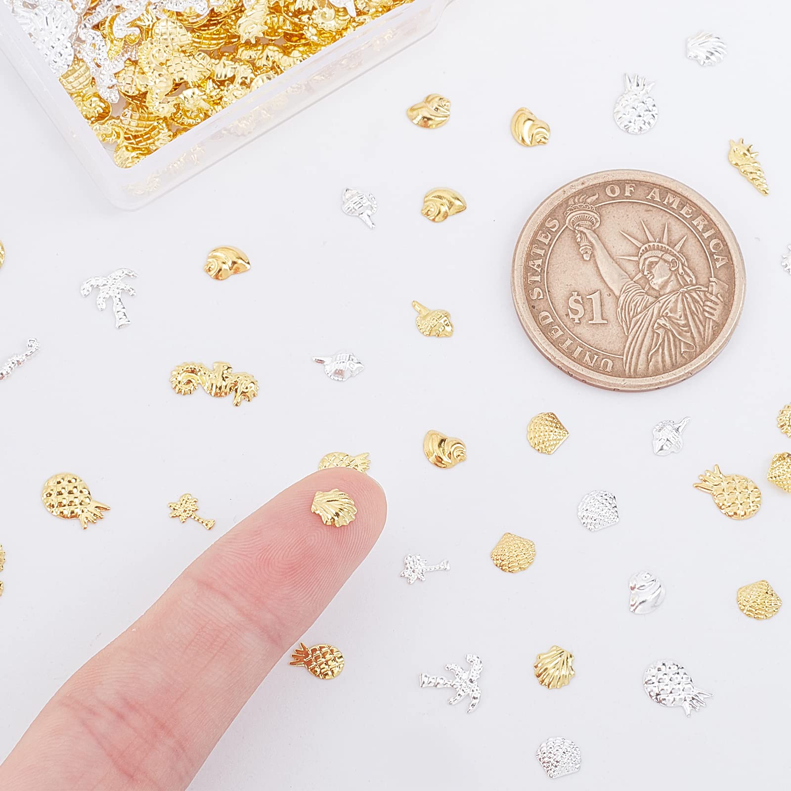 OLYCRAFT 2200Pcs Ocean Themed Resin Filler - Gold & Silver Alloy Resin Filling Crafts for Jewelry Making, Nail Art Decorations | DIY Jewelry Accessories, Scrapbooking, Home Decor