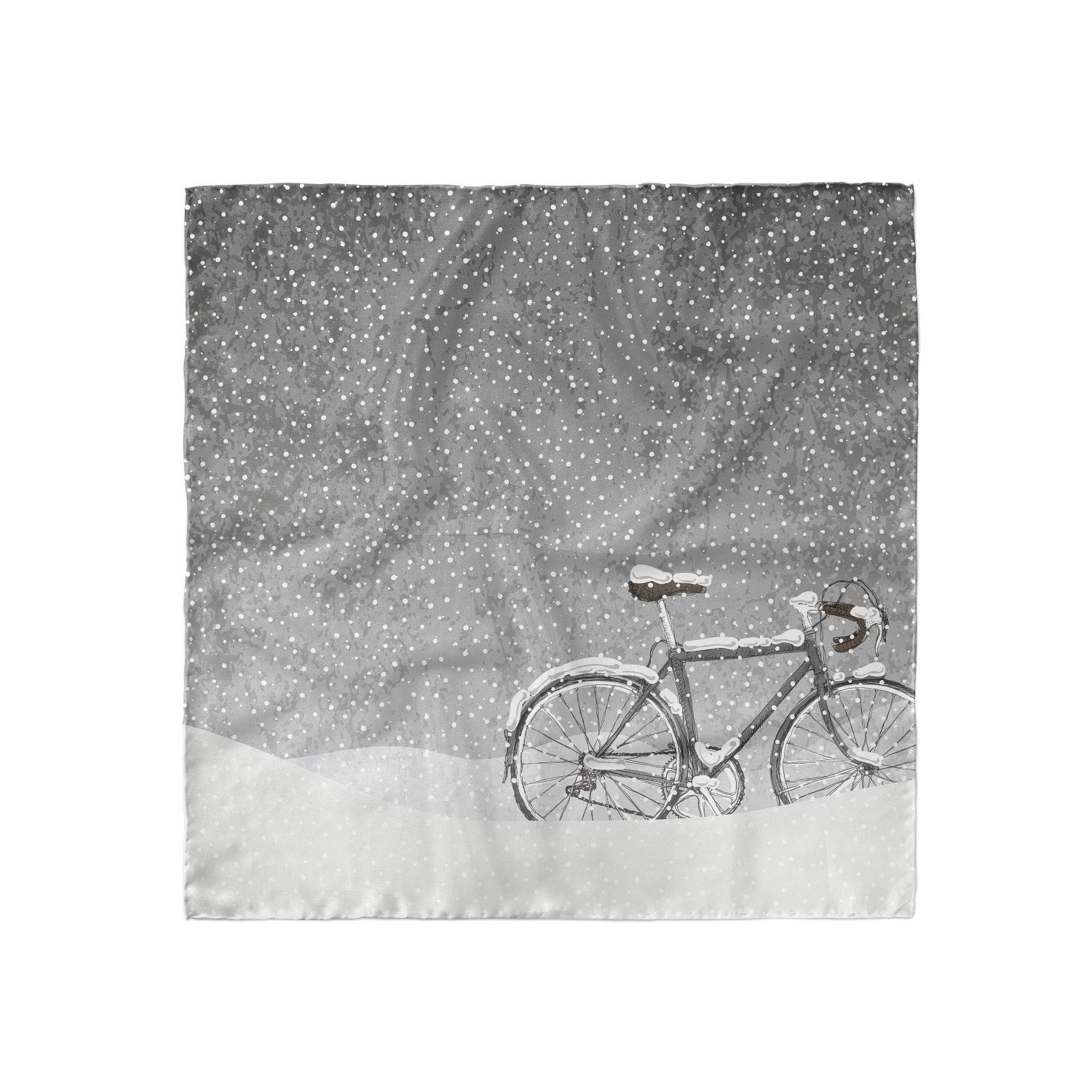 Ambesonne Winter Headscarf - Bicycle Snow Calm Scene Hijab Scarf for Women, Warm Fleece Lined Head Wrap for Cold Weather, Perfect for Outdoor Activities, Cycling, Skiing and Winter Fashion