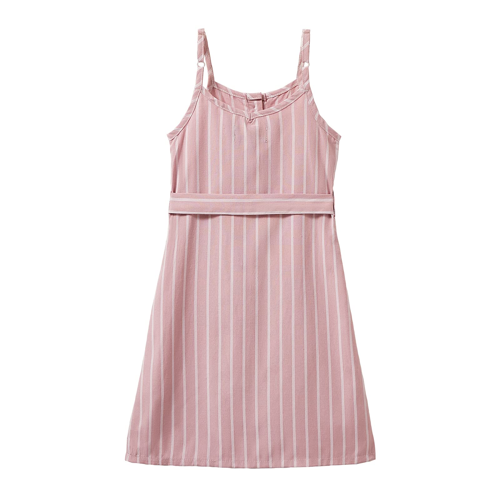 LittleSpring Girls Summer Casual Striped Spaghetti Strap Sun Dress - Toddler & Kids Fashion Outfit for Beach, Playdates & Outdoor Activities