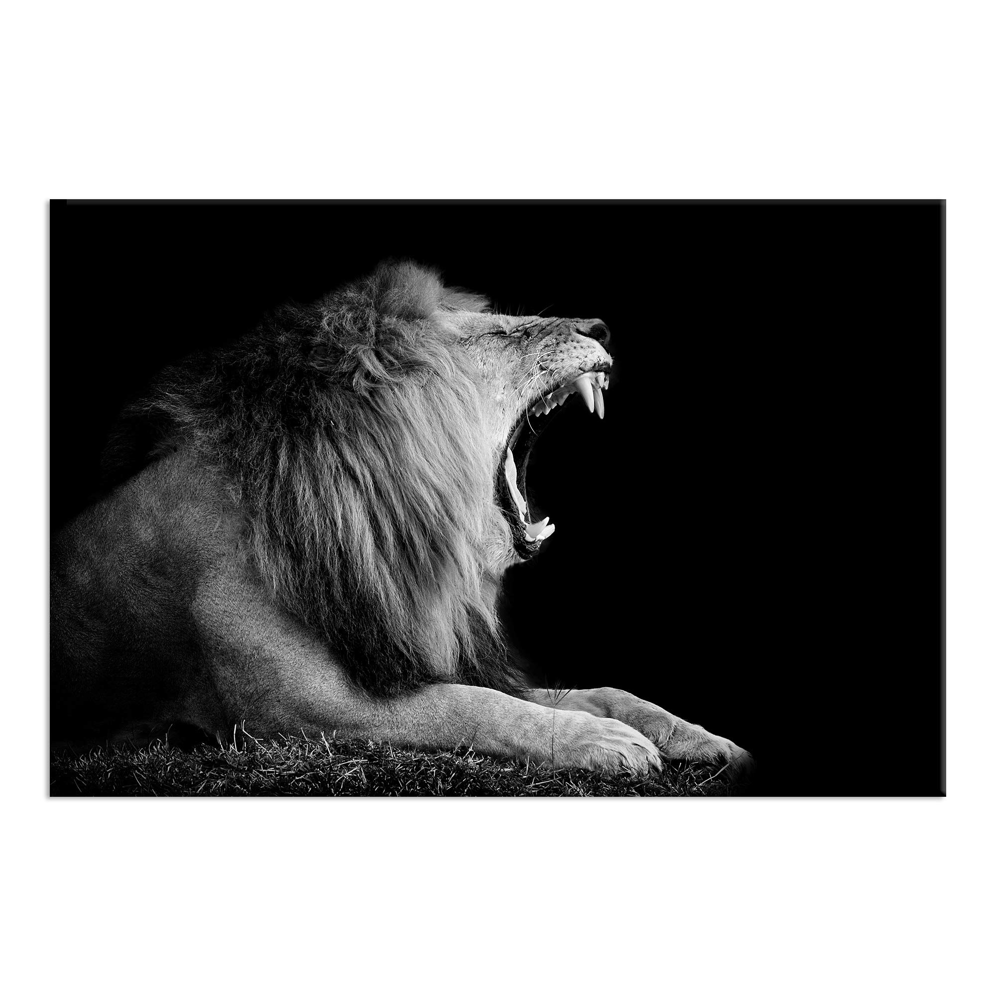 Large Black Lion Canvas Painting - African Lion Wall Art Decor for Living Room, Bedroom & Office | Framed & Ready to Hang | Wild Animal Poster | Safari Theme Home Decor