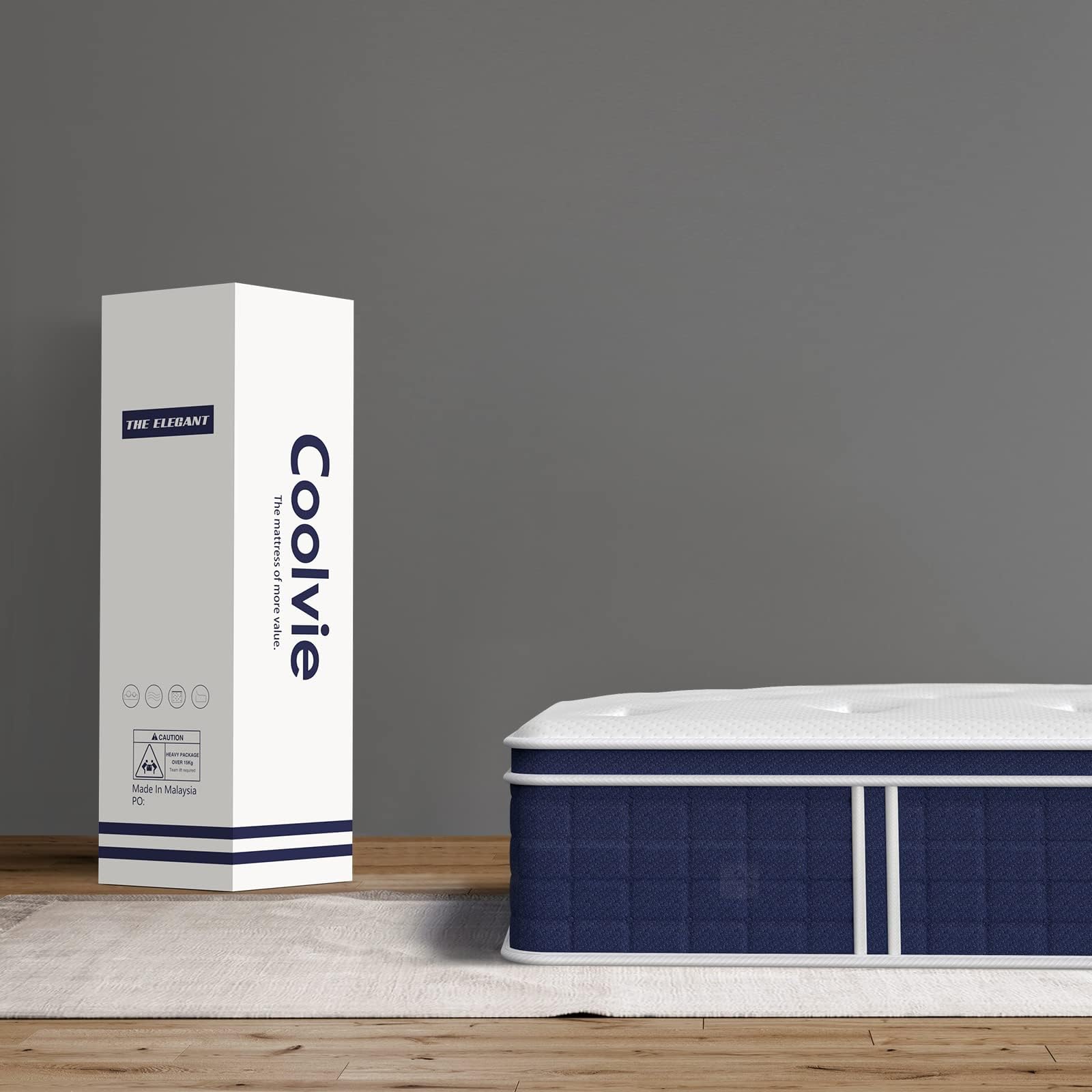 Coolvie 12 Inch Queen Size Hybrid Mattress - Firm Support with Strong Coils for Lumbar & Hip Relief, Cooling Knit Fabric Cover, CertiPUR-US Certified (80x60x12) - Perfect for Back Sleepers & Hot Sleepers, Bedroom Upgrade in a Box