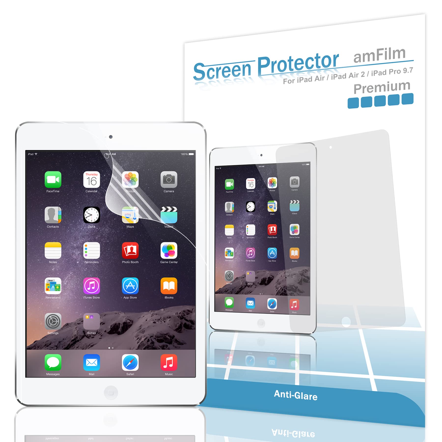 amFilm Matte Anti-Glare Screen Protector for iPad 9.7-inch (6th/5th Gen, iPad Pro 9.7, iPad Air & Air 2) - 2-Pack, Anti-Fingerprint, HD Clarity - Perfect for Office, Reading & Outdoor Use
