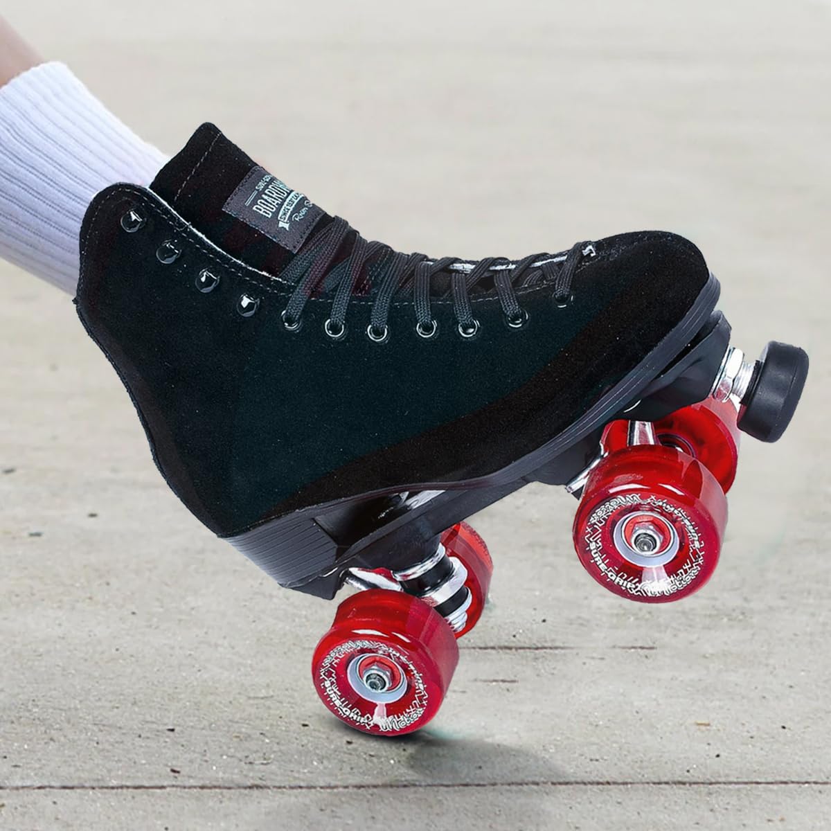 Sure Grip Boardwalk Unisex Outdoor Roller Skates - Premium Suede Material, ABEC 3 Bearings, 78A Soft 62mm Red Motion Wheels, Polyurethane Wheel Material - Perfect for Park Trails and Urban Skating
