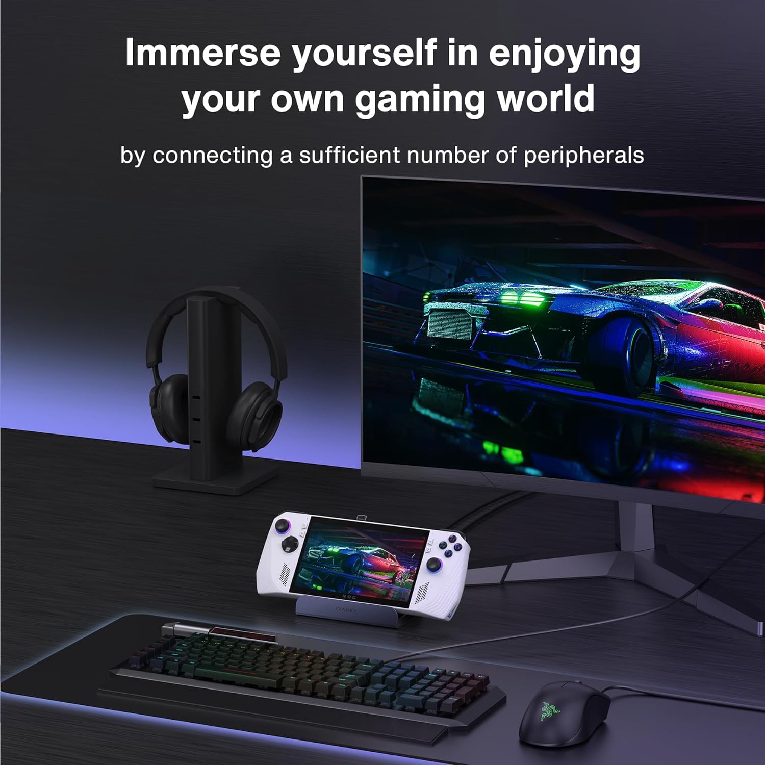 iVANKY 6-in-1 Docking Station for ROG Ally/Legion Go/Steam Deck - 65W PD Charger, HDMI 4K@120Hz, Gigabit Ethernet, USB-A 3.0, 100W USB-C Port - Perfect for Gaming, Work & Home Office Setup