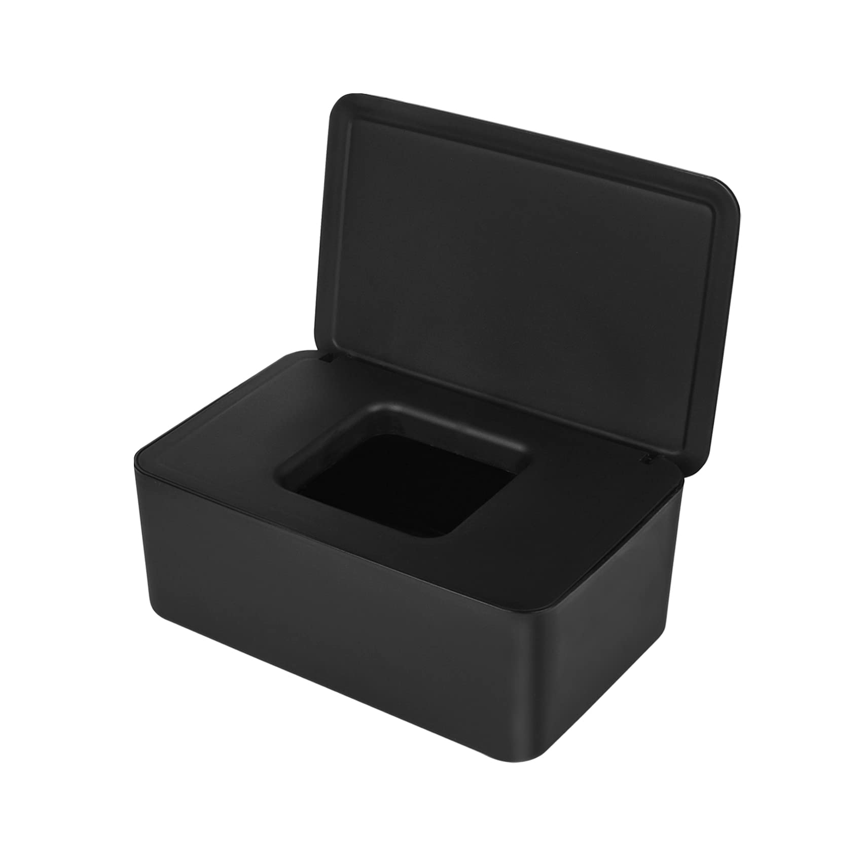 Cuayaes Black Tissue Box Cover - Refillable Baby Wipes Dispenser with Sealed Lid - Modern Desktop Tissue Holder & Napkin Organizer for Bathroom, Car, Office - Perfect for Home, Nursery & Travel Essentials