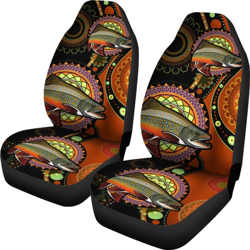 Brook Trout Ethnic Pattern Fishing Car Seat Covers - Waterproof & Durable for Trucks, SUVs, and Outdoor Adventures (182417)
