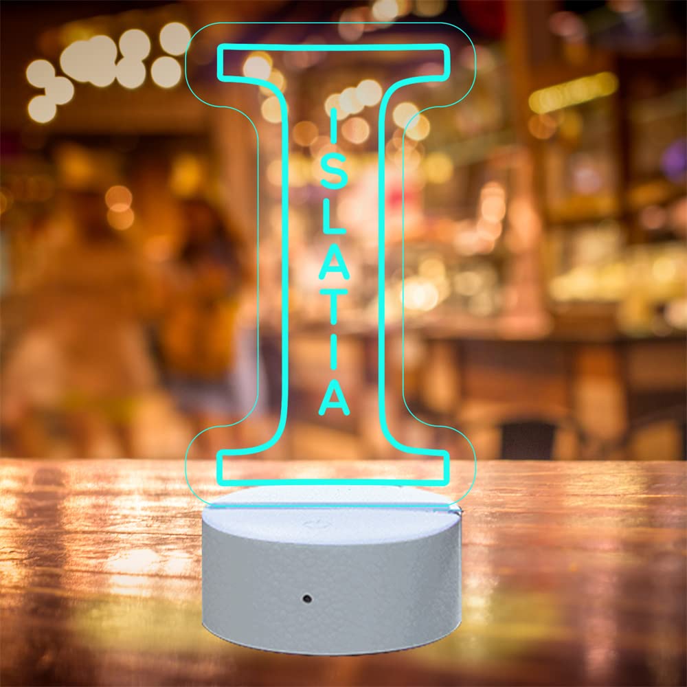 VEELU Custom 3D Letter Night Light - Personalized Name Neon Lamp with 7 Color Changing Modes, USB Powered Bedside Table Desk Light - Perfect Gift for Kids, Girlfriend, Boyfriend, Mom (Birthday, Mother's Day, Wedding) - Ideal for Bedroom Decor, Nursery Lighting, Romantic Ambiance & Home Decoration