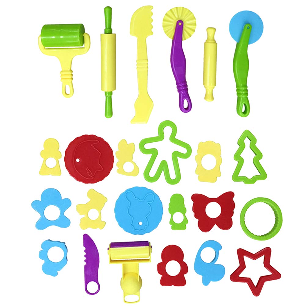 Amosfun 24pcs DIY Plasticine Mold Set - Animal Shaped Play Dough Rolling Pin Toys for Kids, Creative Educational Clay Tools for Home & School Art Activities | Perfect for Birthday Gifts, Classroom Projects & Sensory Play