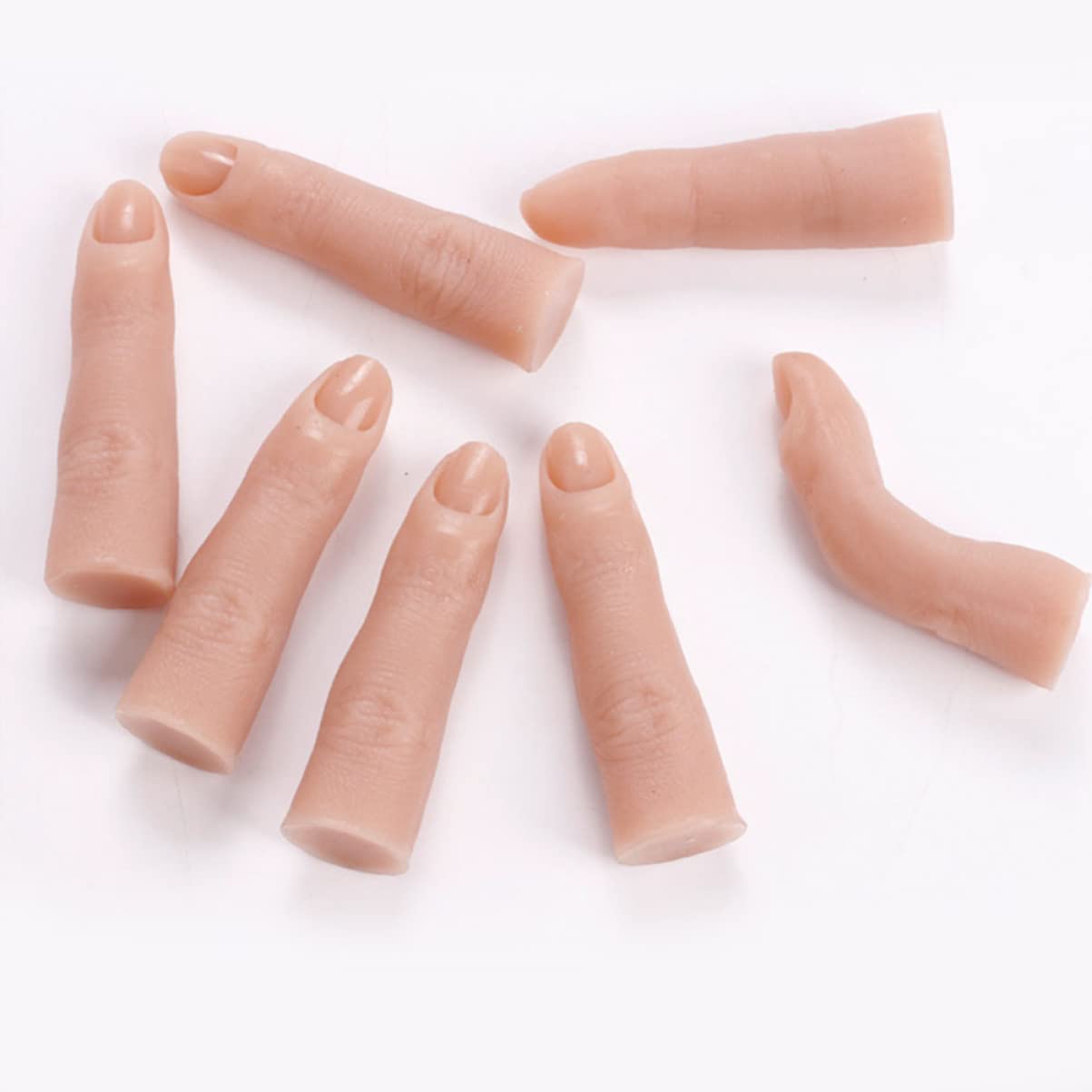 Beatifufu Bendable Prosthetic Hand & Manicure Practice Finger Model - Acrylic Artificial Fake Nails for Nail Art Training - Silicone Pluggable Fake Fingers for Salon Practice & Cosmetology Students