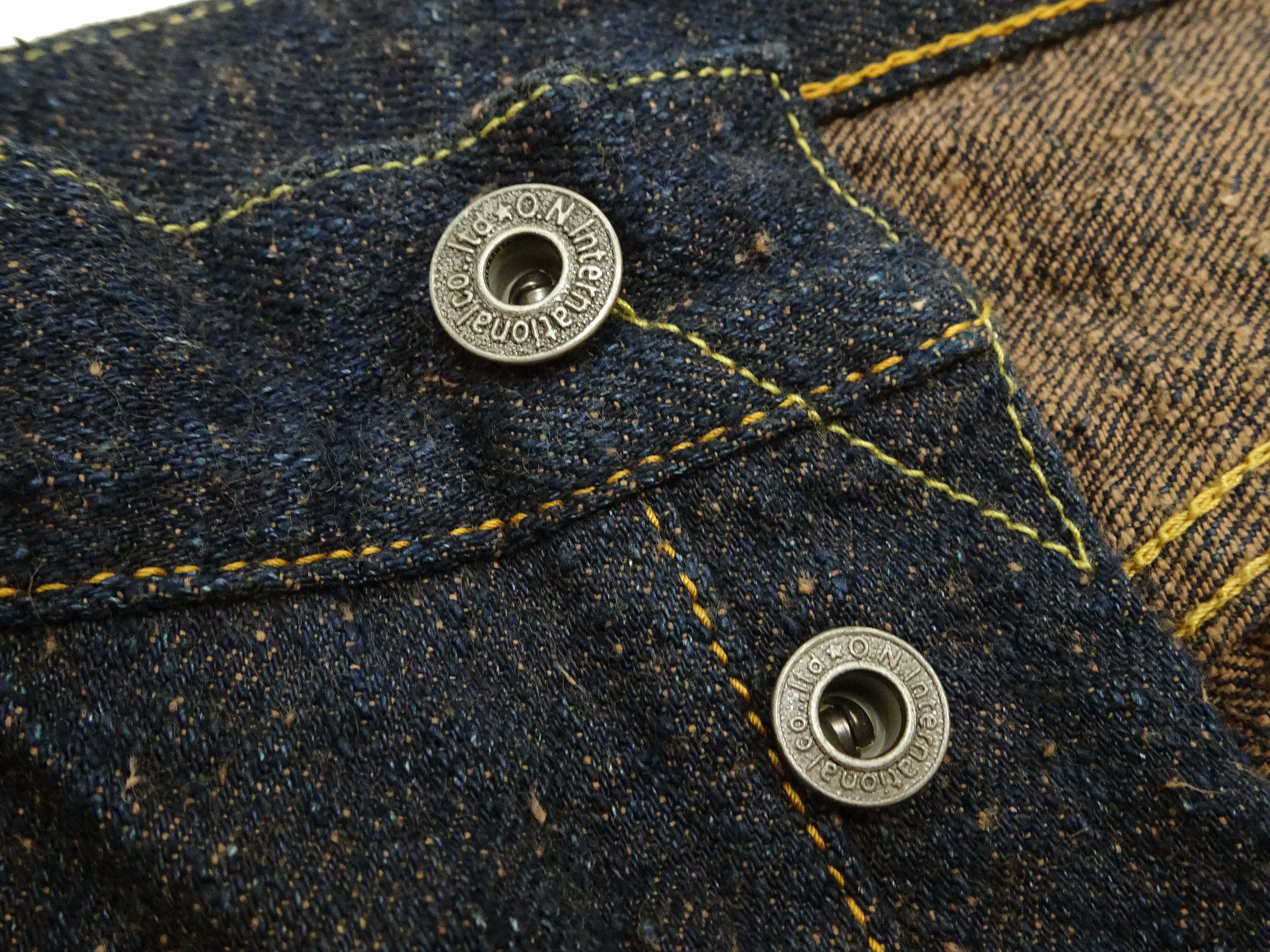 ONI 288 Men's Straight Fit Selvedge Jeans - 15oz Crashed Concrete Denim, MOCA Indigo Warp & Mocha Brown Weft | Premium Raw Denim for Everyday Wear & Vintage Style