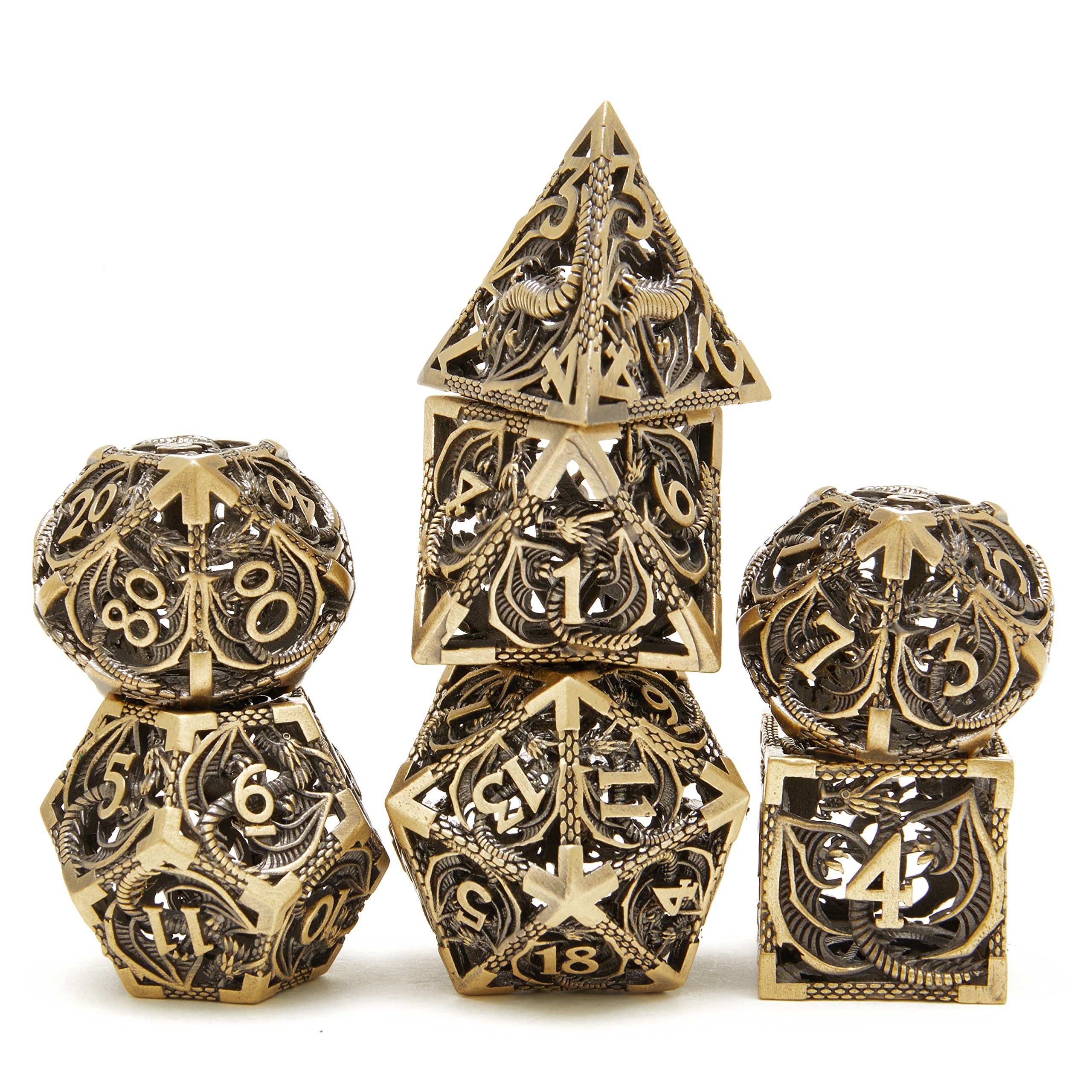 Premium 7-Piece Metal Hollow D&D Dice Set for Dungeons & Dragons, RPG, MTG & Pathfinder - Perfect for Tabletop, Board & Role-Playing Games - Ideal for Game Nights, Campaigns & Collectors