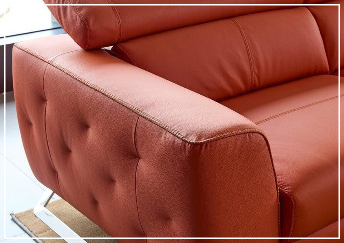Gio Italia Niva Genuine Leather Sectional Sofa with Chrome Legs - Modern Living Room Furniture for Home & Office Comfort