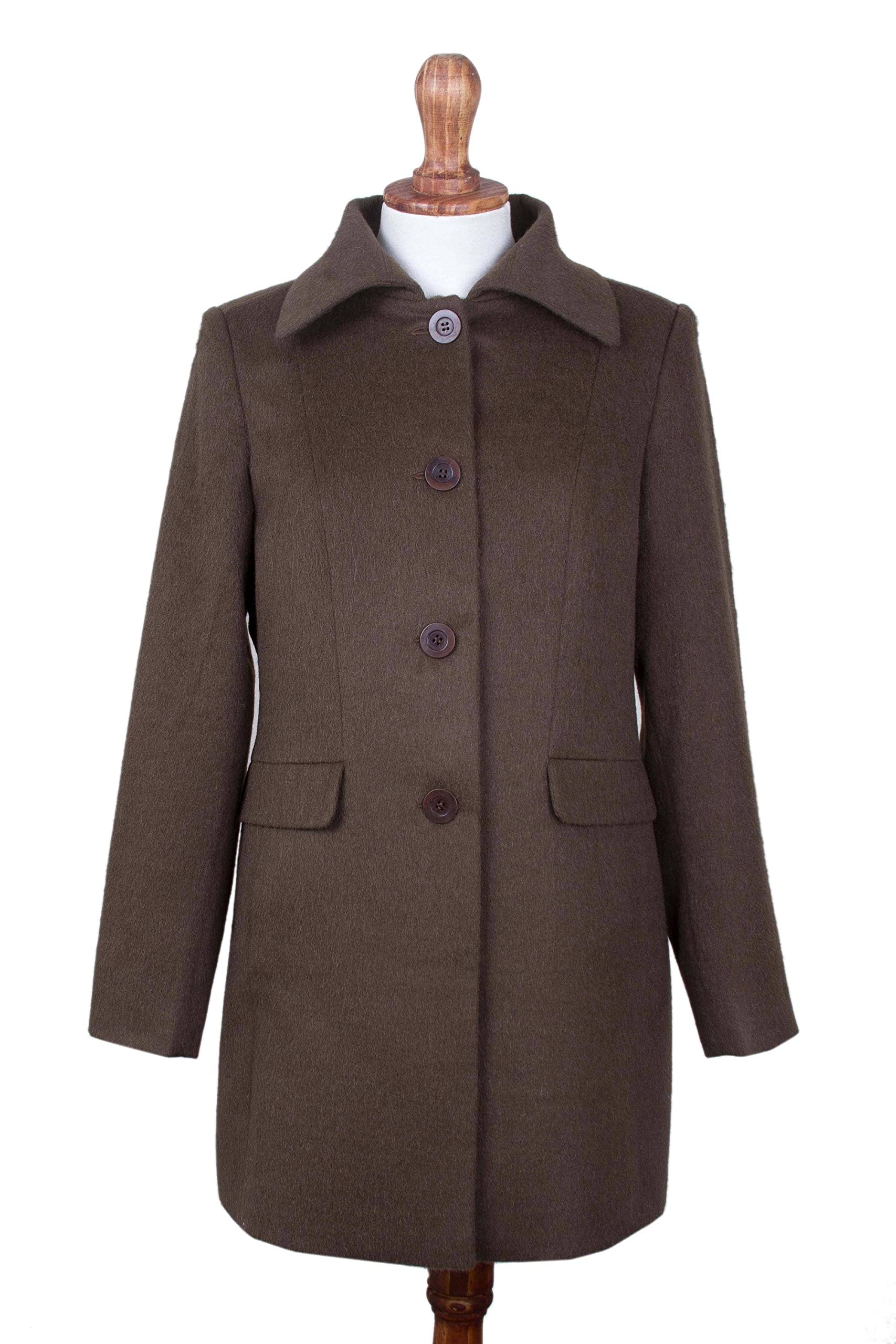 Premium Baby Alpaca Blend Coat in Chestnut | Warm & Soft Winter Jacket for Women | Perfect for Cold Weather & Outdoor Activities