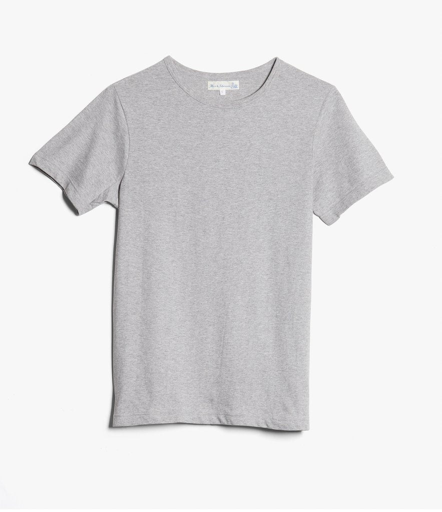 Vintage Merz b. Schwanen 1950s Grey Melange Crew Neck T-Shirt | Classic Cotton Tee for Men | Casual Wear & Retro Style Outfits
