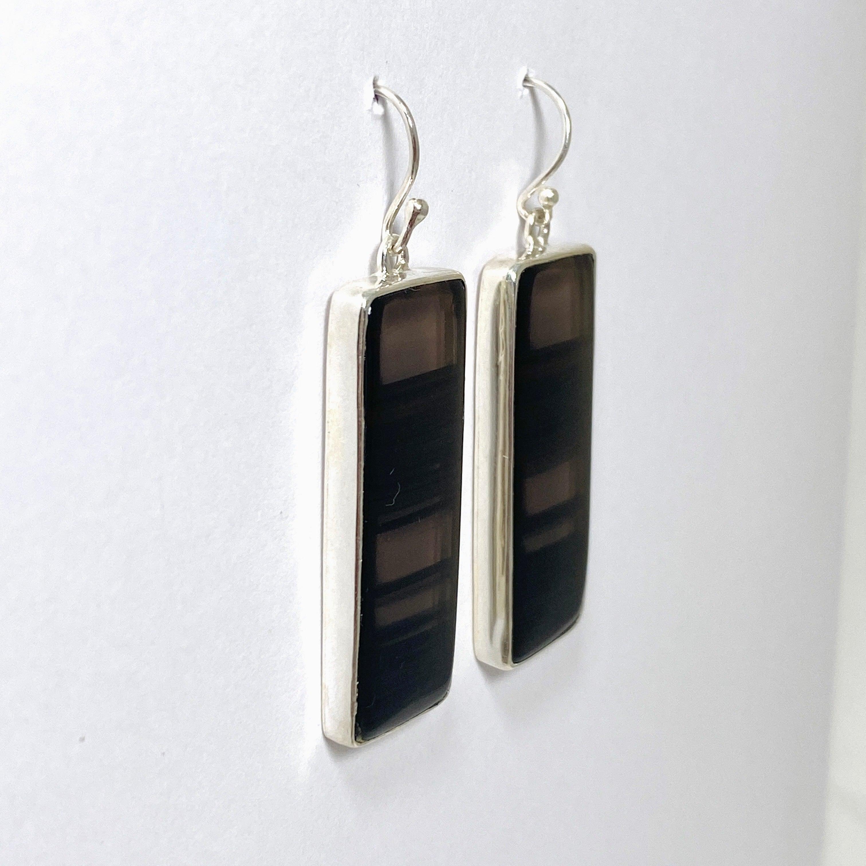 Midnight Obsidian Rectangular Earrings for Women - Elegant Black Gemstone Jewelry KEGJ1498 - Perfect for Evening Parties, Date Nights & Special Occasions