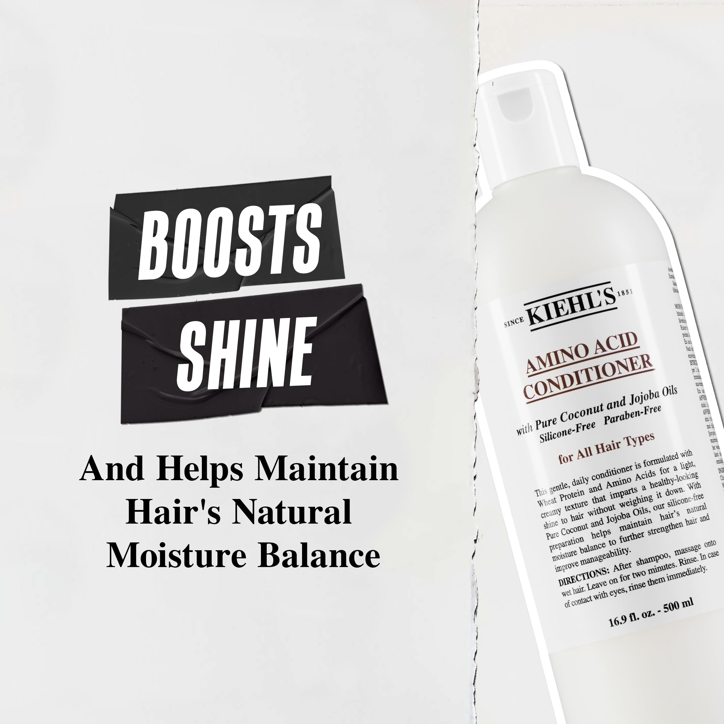 Kiehl's Amino Acid Conditioner for Hair - Strengthening & Moisturizing Treatment with Jojoba & Coconut Oil | Improves Manageability & Adds Shine | All Hair Types | Perfect for Daily Use, Damaged Hair Repair & Salon-Quality Results at Home
