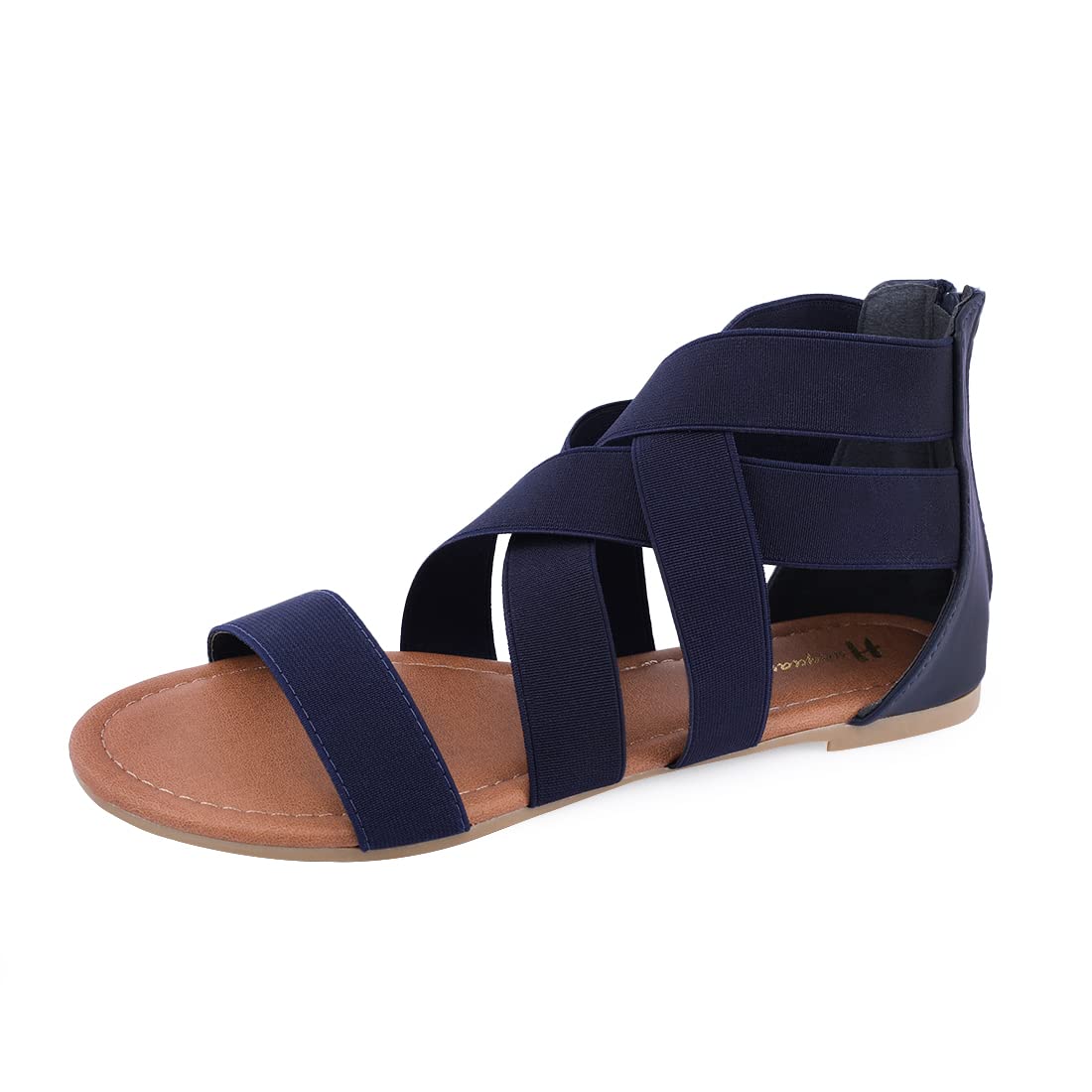 Women's Comfortable Elastic Gladiator Flat Sandals with Adjustable Ankle Strap - Perfect for Summer, Beach, Travel and Casual Outings