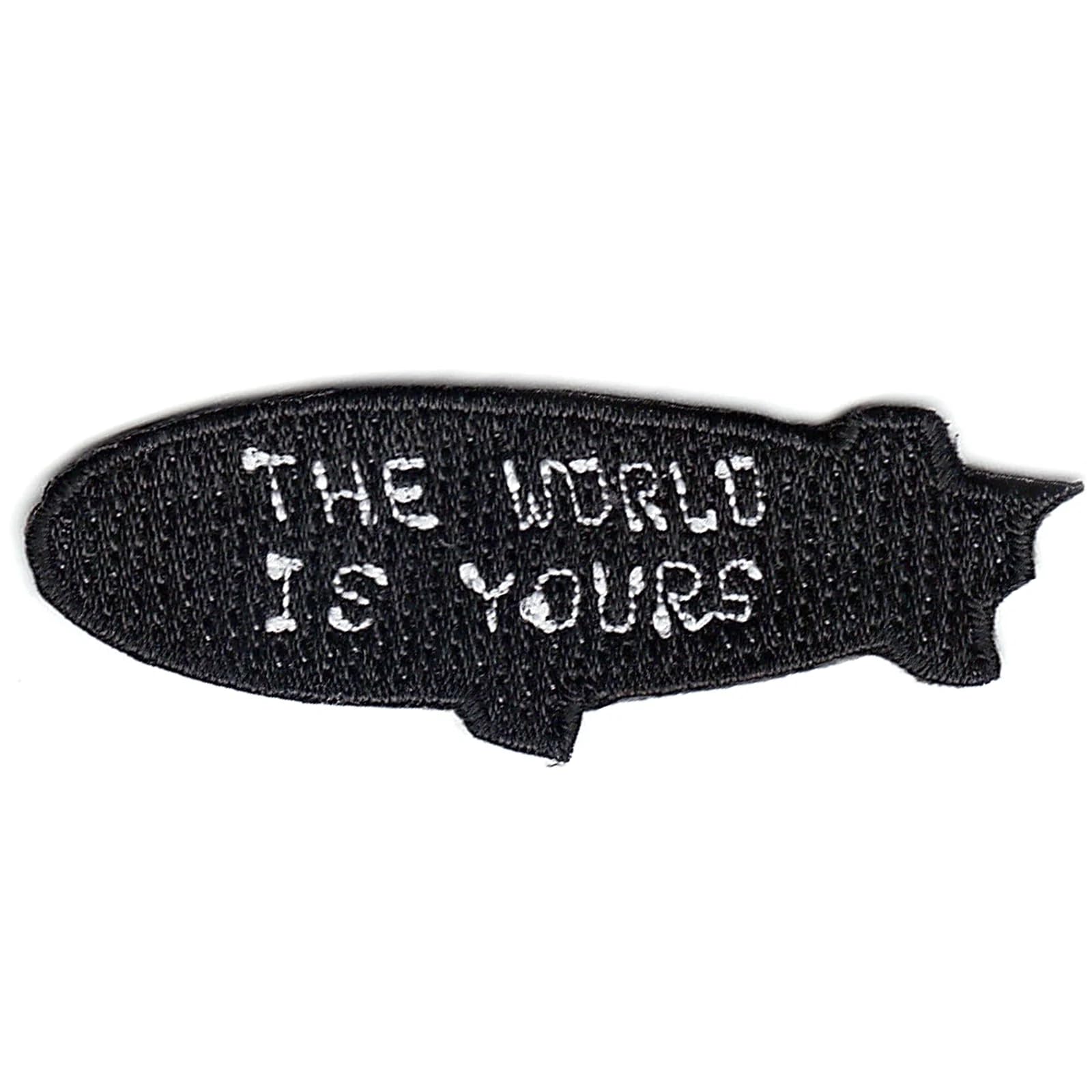 The World is Yours Blimp Patch - Iron On Embroidered Motivational Slogan for Jackets, Hats & Backpacks - Perfect for DIY Crafts, Gifts & Streetwear Fashion