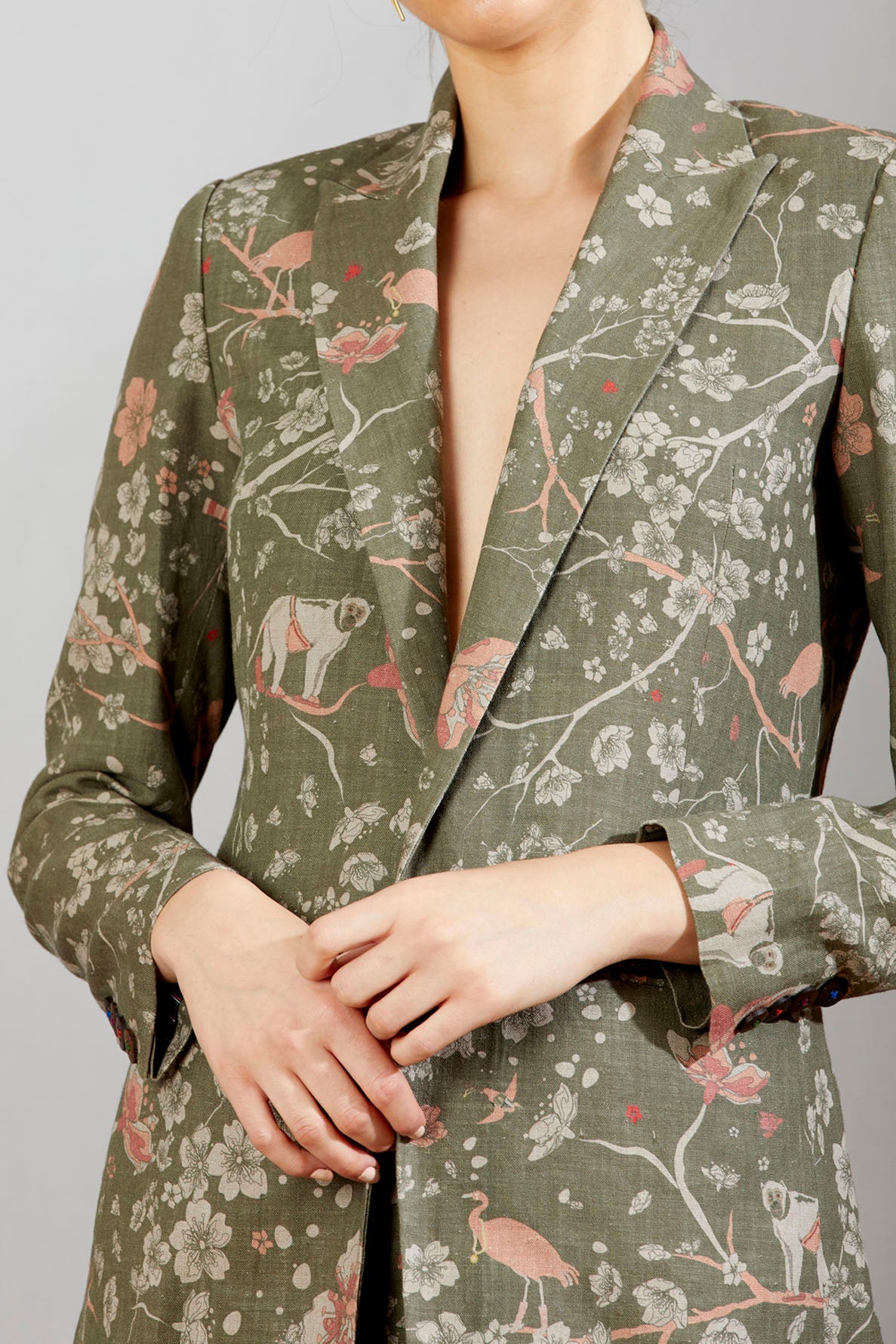Rana Women's Grey Linen Blazer - Lightweight Summer Office Jacket for Business Casual & Travel
