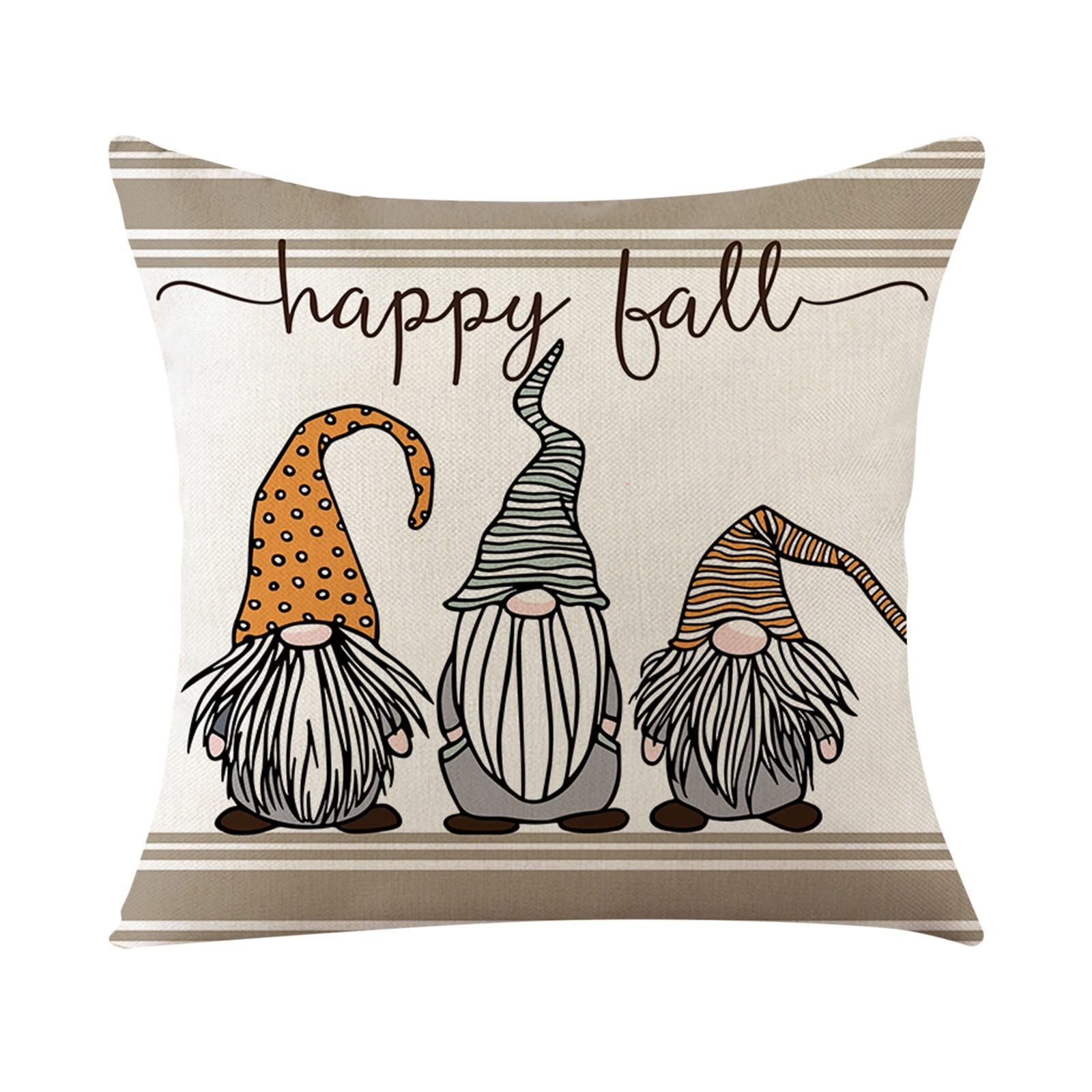 Thanksgiving Pumpkin Sunflower Linen Pillow Cover 18x18 Inch - Soft Flax Cushion Case for Sofa, Couch, Bed - Home Decor for Living Room, Office, Party (45x45cm, Beige)