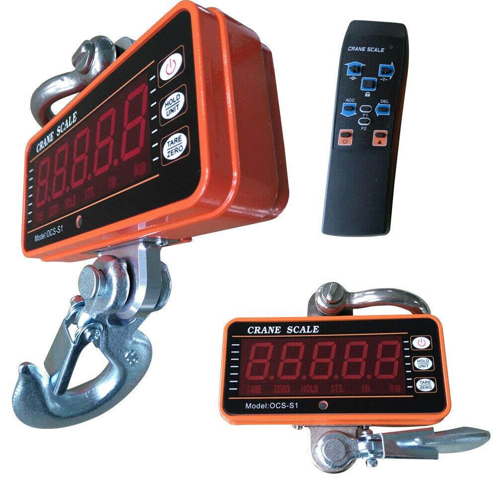 VPABES Digital Crane Scale 1000KG/1T 2000LBS - High Precision Aluminum Hanging Scale with LED Display - Perfect for Shipping, Warehouse, and Industrial Weight Measurement