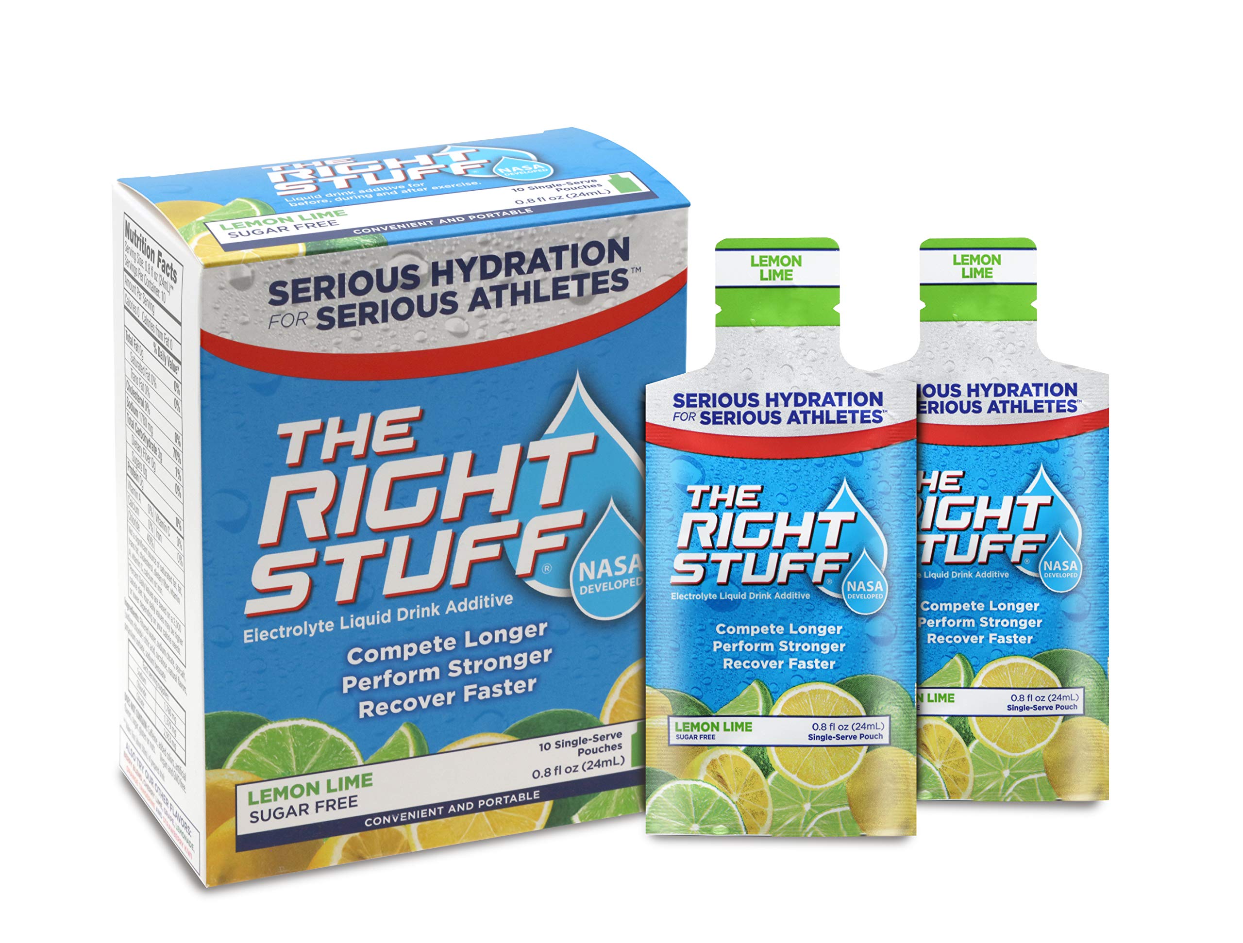 The Right Stuff Electrolyte Drink Concentrate - 10 Pouch Box - Lemon Lime Flavor | Hydration Powder for Athletes, Workout Recovery & Outdoor Activities