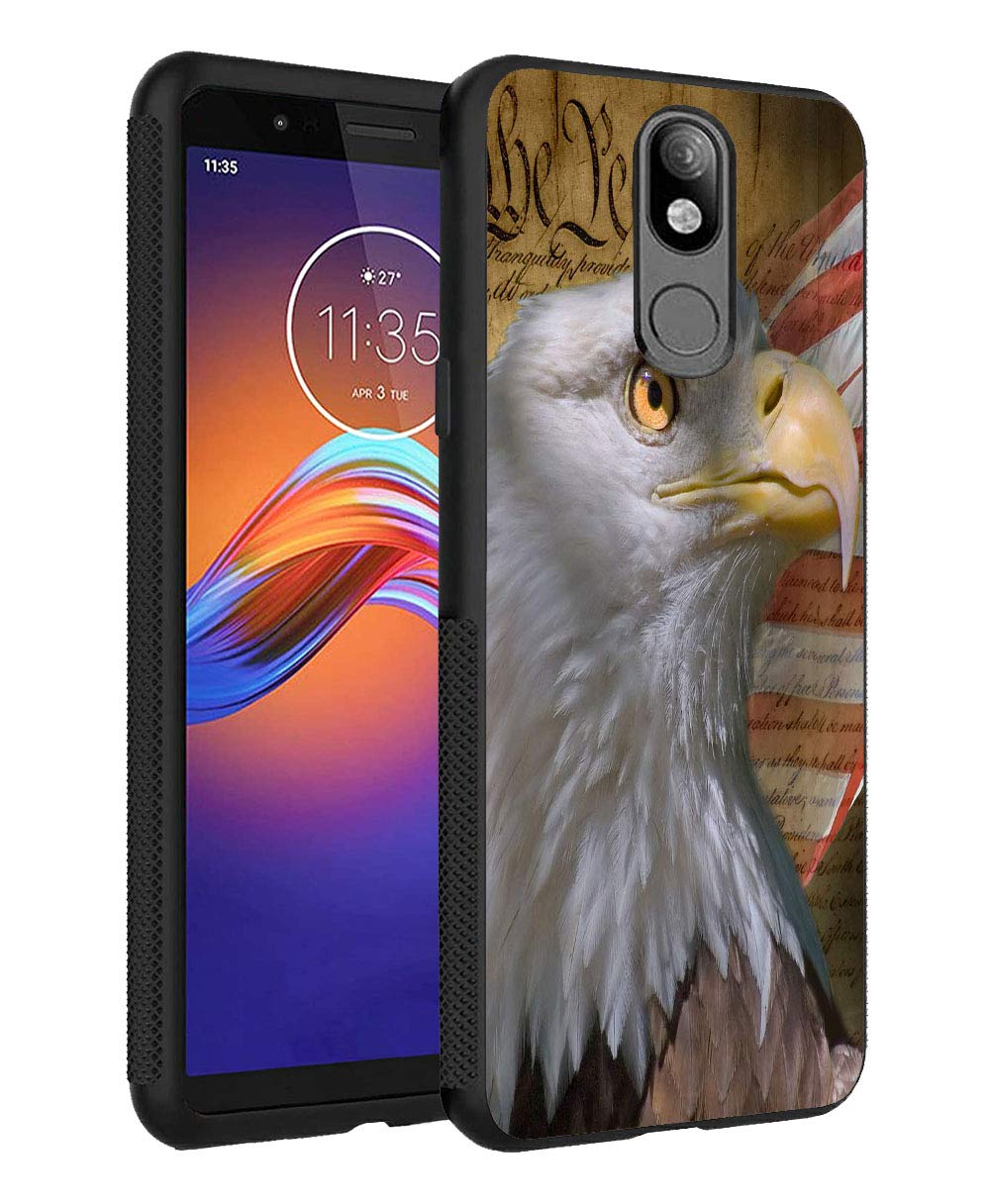 LG K40/K12 Plus/X4 2019/Harmony 3/Solo LTE Phone Case | Slim Anti-Scratch TPU Rubber Protective Cover with Bald Eagle American Flag Design - Perfect for Outdoor Activities, Travel & Patriotic Events