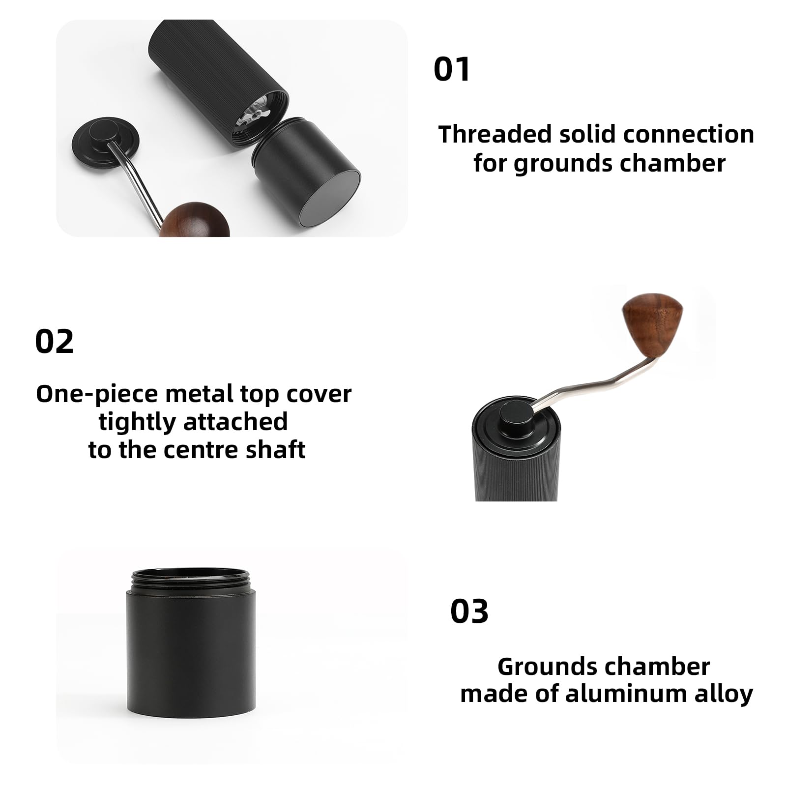 Premium Mongdio Manual Coffee Grinder - 420 Stainless Steel Conical Burr, Adjustable Coarseness for Espresso, French Press & Drip Coffee - Perfect Hand Grinder Gift for Home, Office & Travel - Black