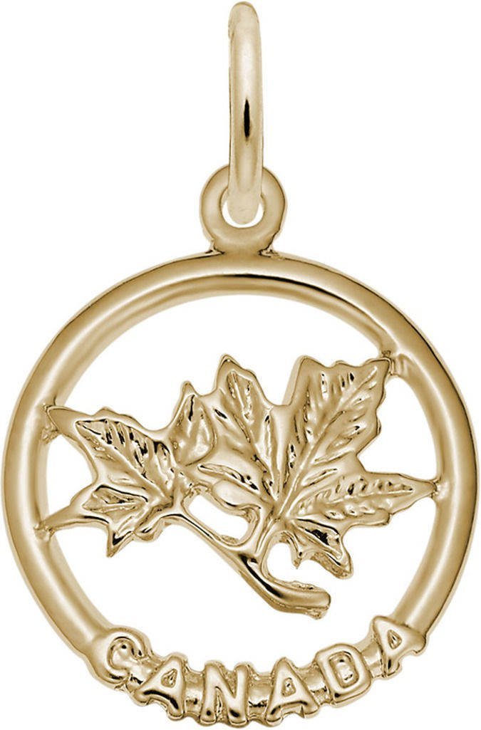 Rembrandt 14K Gold Canada Maple Leaf Ring Charm Pendant - Elegant Jewelry Gift for Women, Perfect for Anniversary, Birthday & Everyday Wear