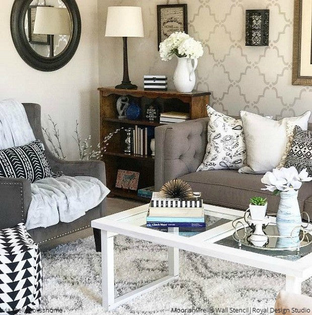 Moorish Trellis Wall Stencil - Reusable DIY Painting Template for Home Decor, Geometric Wall Art, Furniture Makeover - Perfect for Bedroom, Living Room, Nursery & Accent Walls