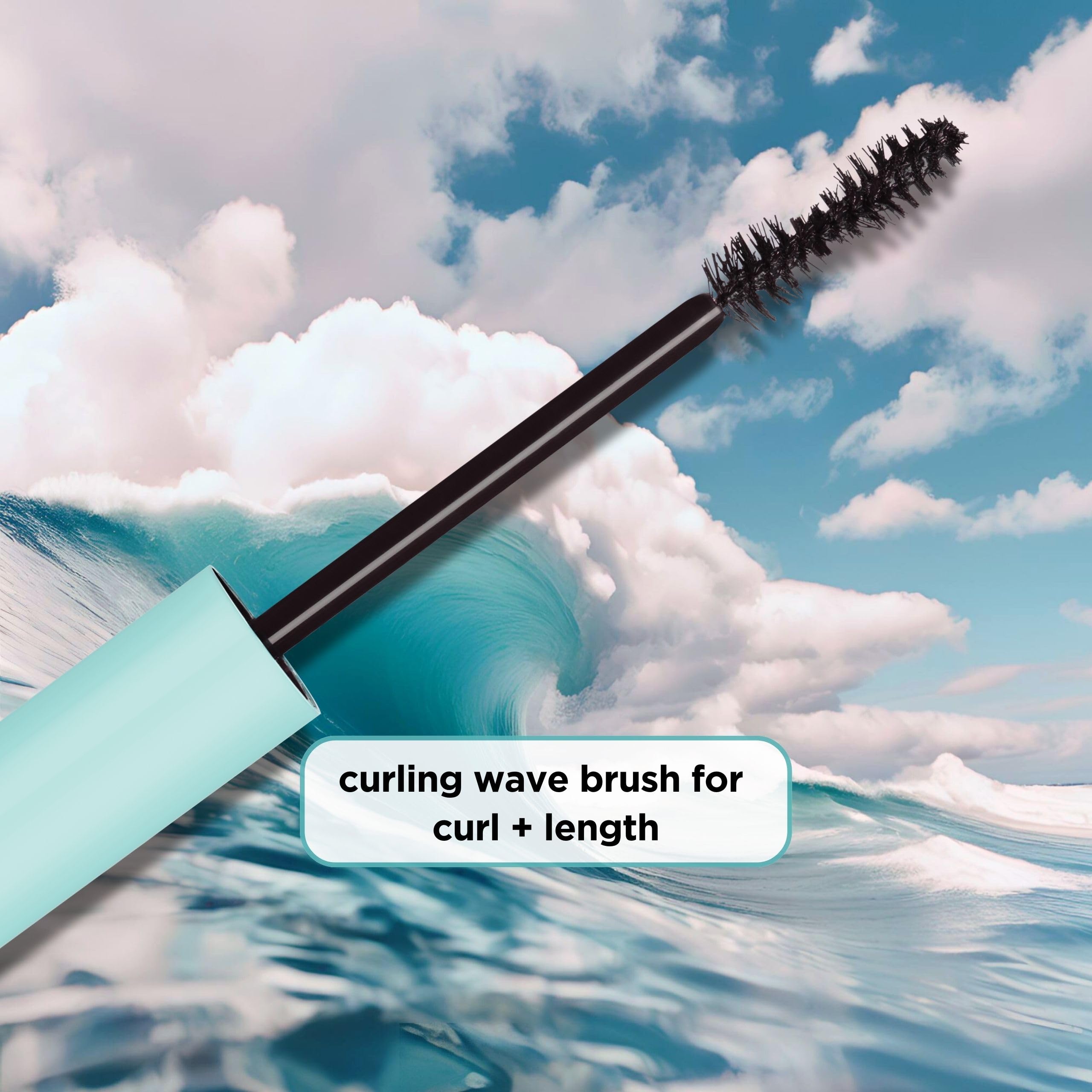 Pacifica Surf Lash Waterproof Mascara - Vegan & Cruelty-Free Eyelash Mascara with Jojoba Oil & Pectin for Long, Full Lashes | Half-Pipe Twisted Wand for Defined Volume | Perfect for Beach, Swimming & Active Lifestyles