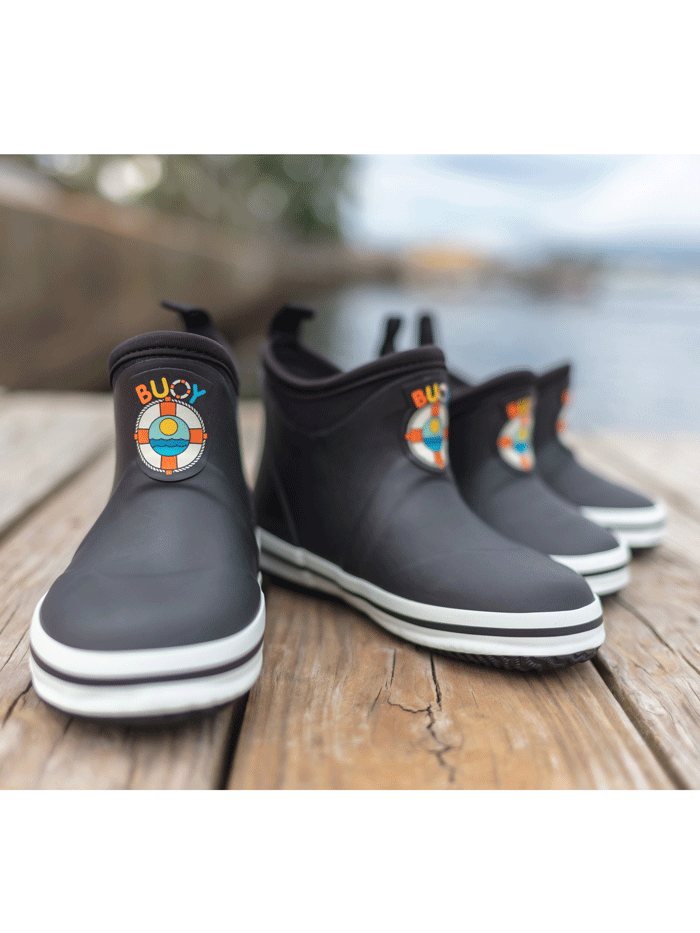 Buoy BB108 Kids Waterproof Rubber Rain Boots for Boys & Girls - Black - Perfect for Outdoor Play, Puddle Jumping & Rainy Day Adventures