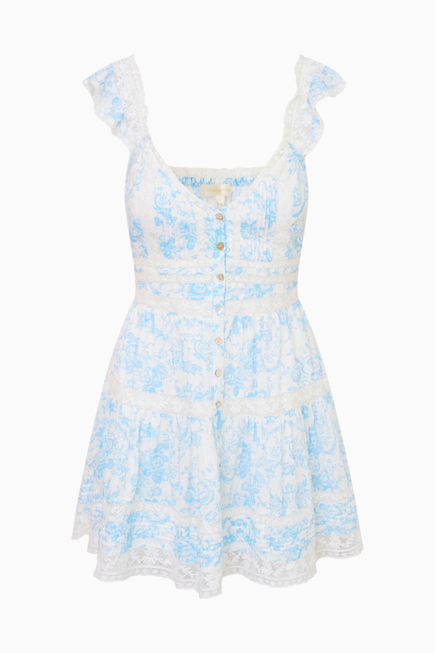 Rietta Cotton Lace Trimmed Mini Dress - Blue Cove | Floral Summer Dress for Women | Perfect for Beach, Party & Date Night Outfits