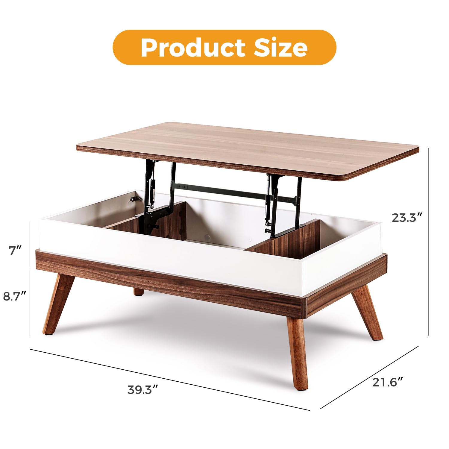 Lift Top Coffee Table with Hidden Storage - Easy to Assemble Modern Walnut Center Table for Living Room, Reception & Home Office - Perfect for Small Spaces, Entertaining & Organization
