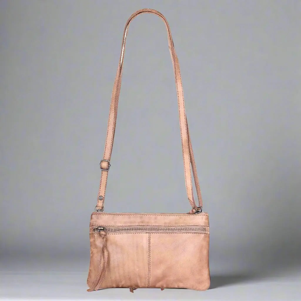 Premium MET Leather Crossbody Bag with Dual Front Zipper Pockets - Stylish & Secure for Women's Daily Use, Travel & Shopping