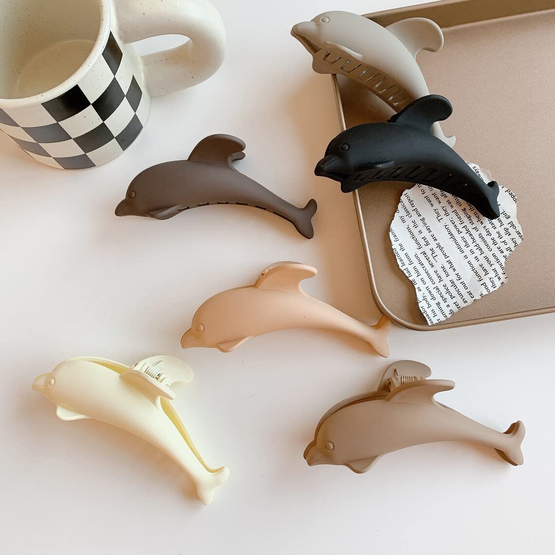 2 Pcs Matte Acrylic Dolphin Hair Claw Clips - Korean Style Cute Hair Accessories for Women & Girls, Non-Slip Hairpins for Ponytail, Bun & Updo Hairstyles - Perfect for School, Work & Daily Use