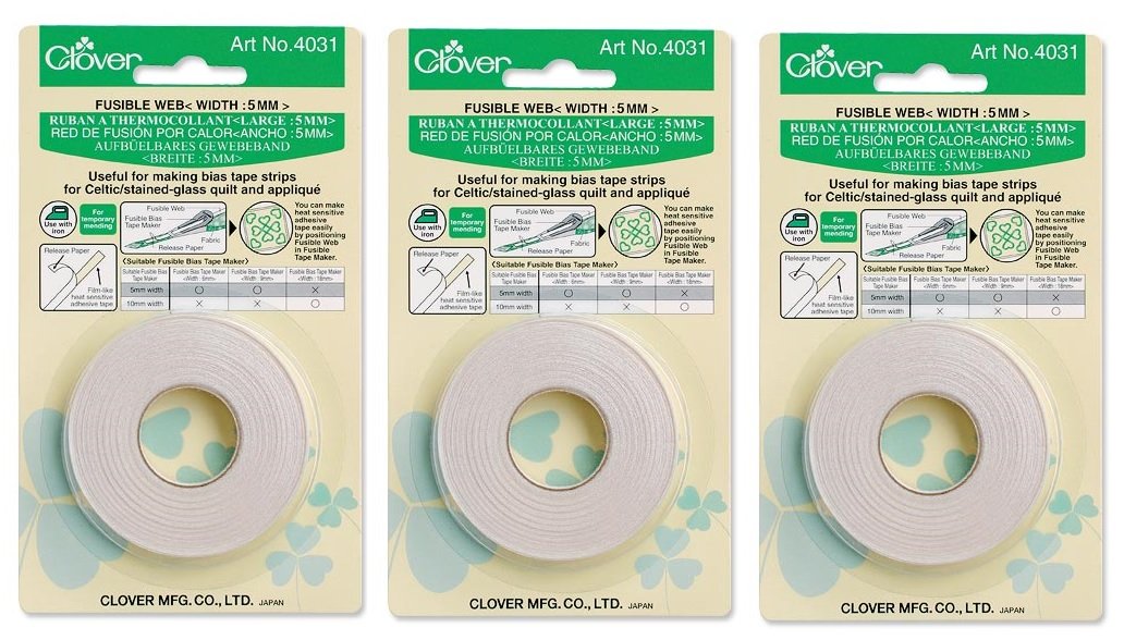Clover Needlecrafts Fusible Bias Tape Maker & Fusible Web - 40 Feet (3-Pack) - Perfect for Quilting, Sewing & DIY Fabric Projects - 4031C