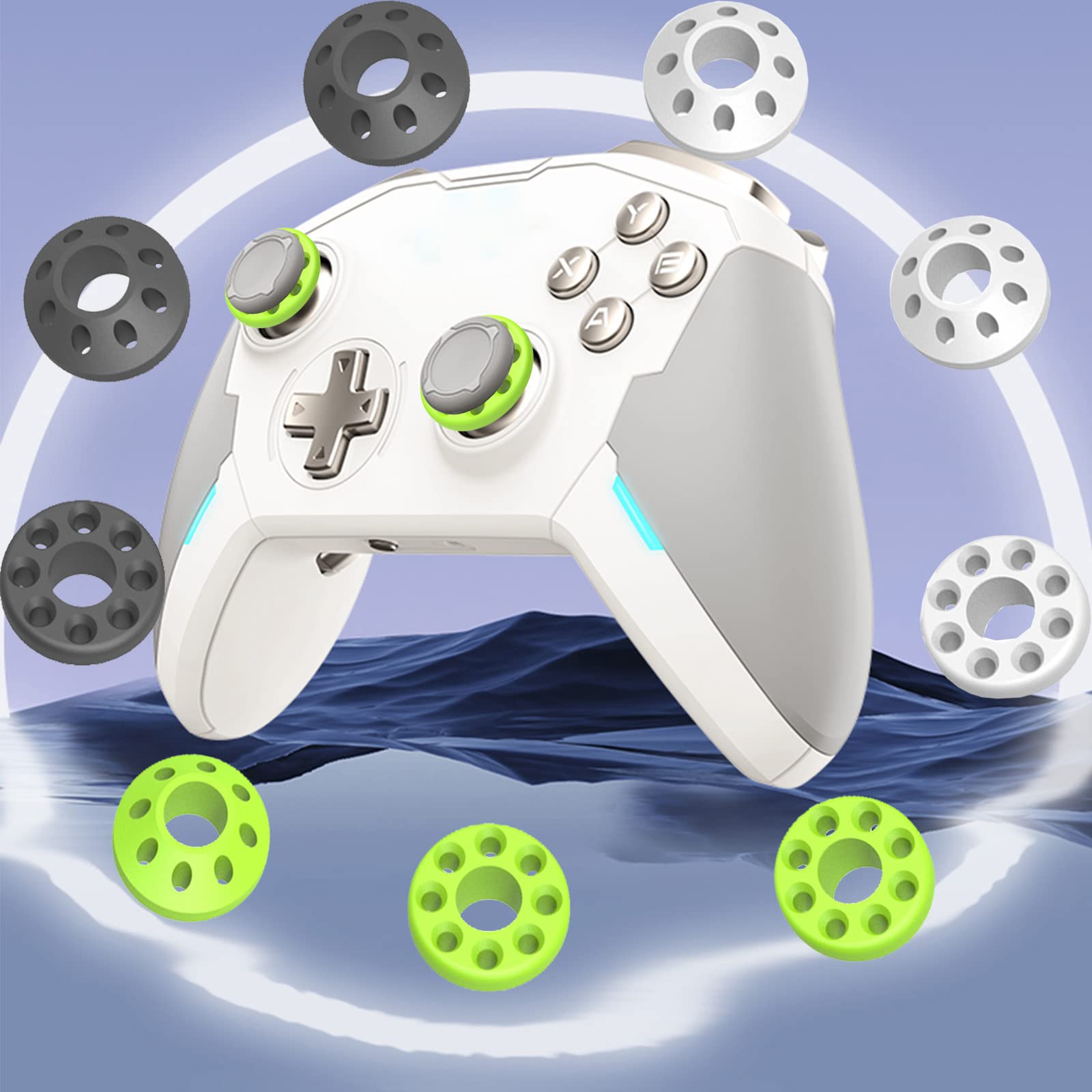 Precision Aim Assist Control Rings for PS4, PS5, Xbox One, Xbox Series X, Switch Pro & Razer Wolverine V2 - 9pcs (3 Colors) - Improve Gaming Accuracy for FPS, Sports & Action Games