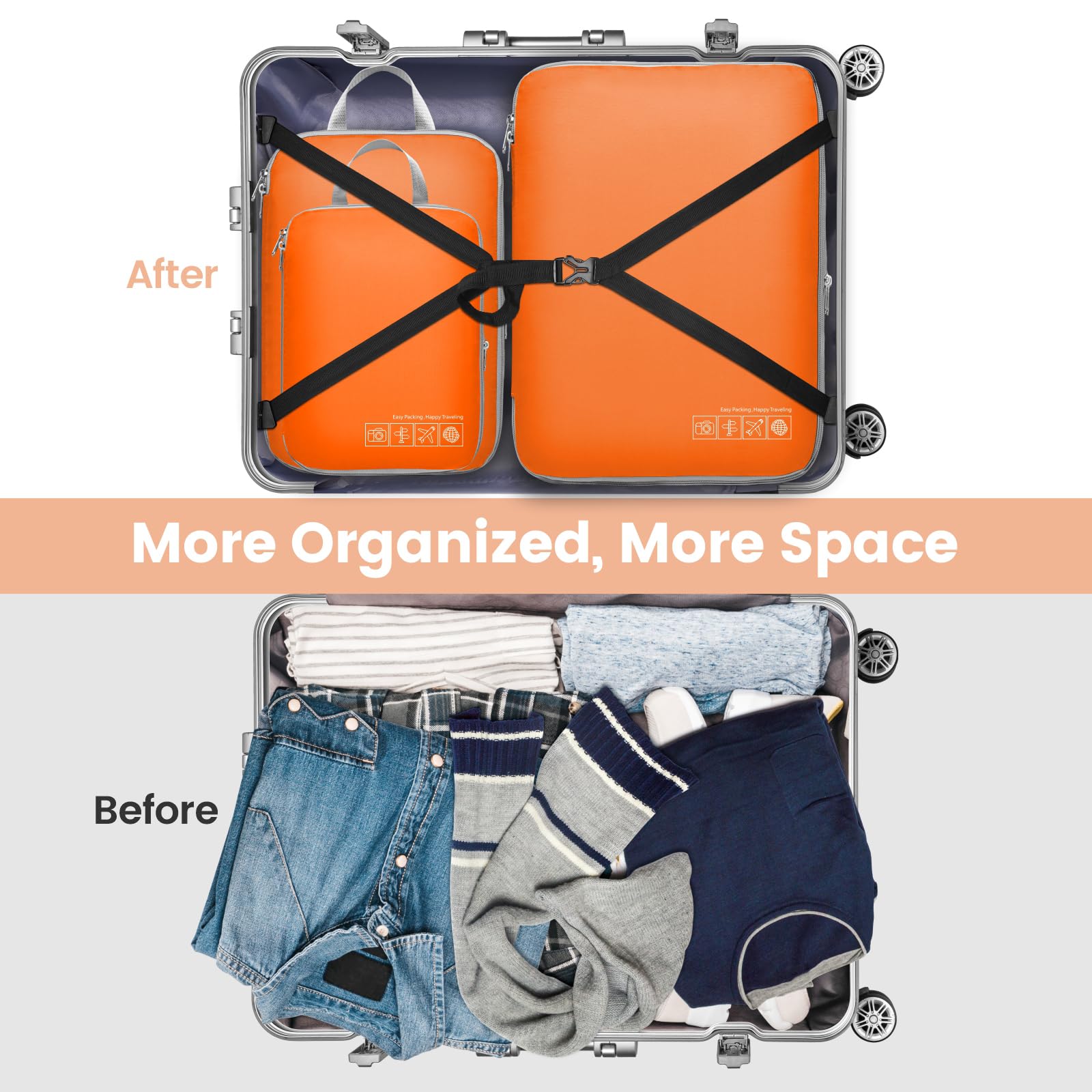 Cambond Compression Packing Cubes for Travel - 4-Piece Set of Lightweight Luggage Organizers for Women | Perfect for Carry-On Suitcases, Business Trips & Vacation Packing | Space-Saving Travel Essentials