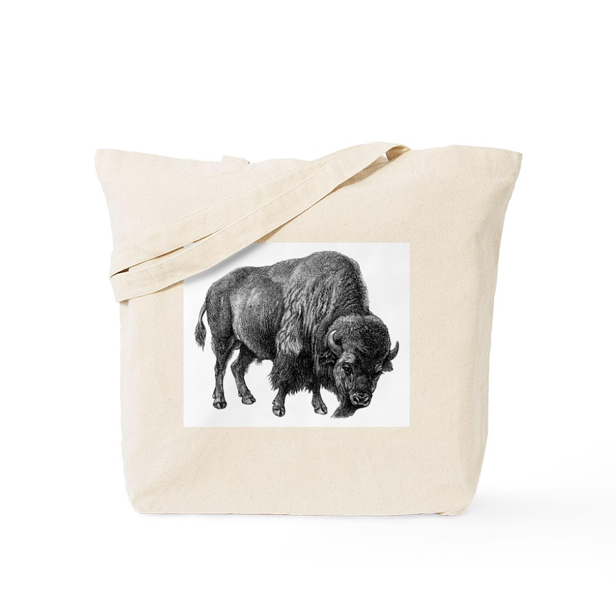 Vintage Bison Canvas Tote Bag - Eco-Friendly Reusable Shopping Bag for Groceries, Beach & Farmers Market | Natural Cotton Carryall for Women & Men
