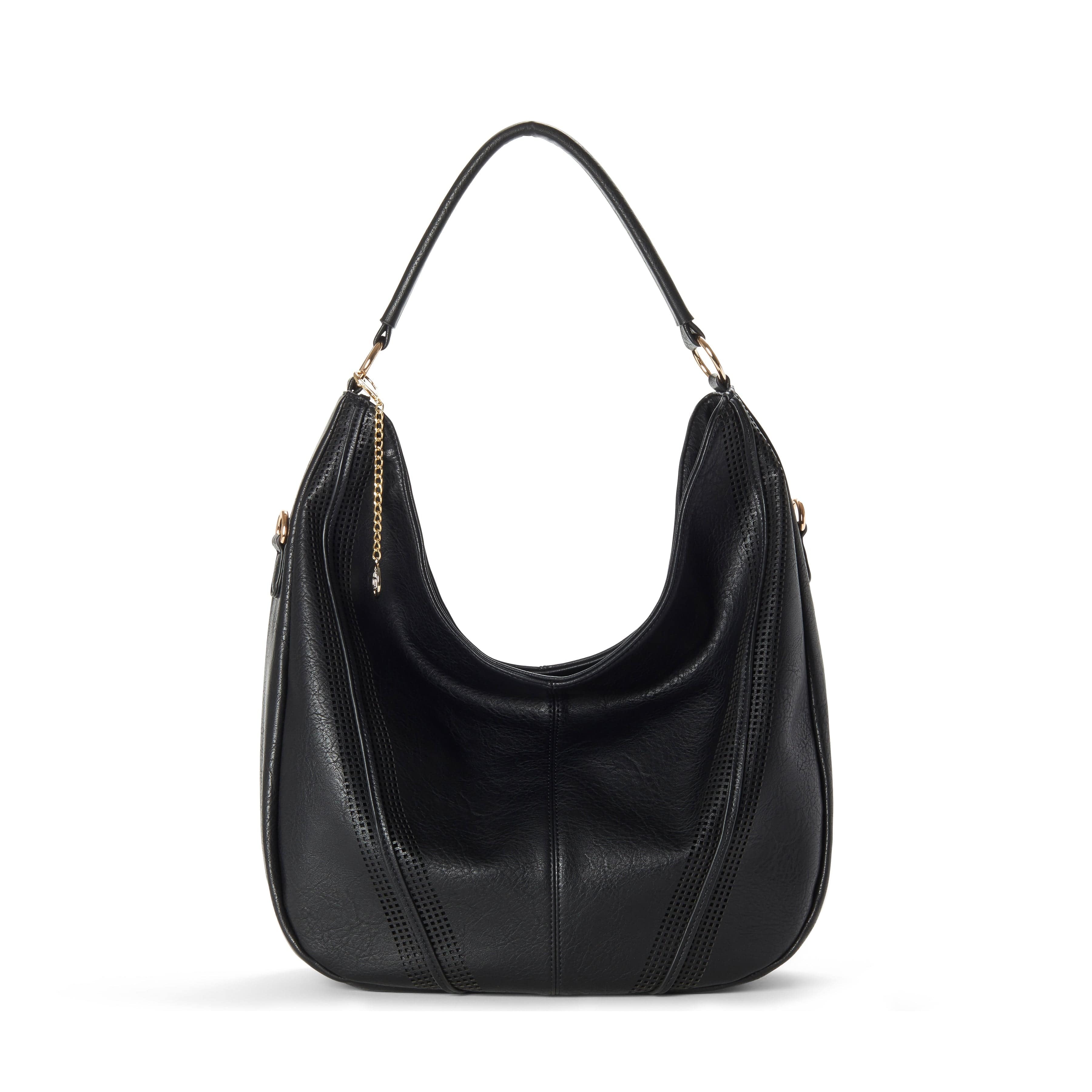 Savannah Vegan Leather Perforated Hobo Bag for Women - Stylish Black Crossbody Purse for Work, Travel & Everyday Use