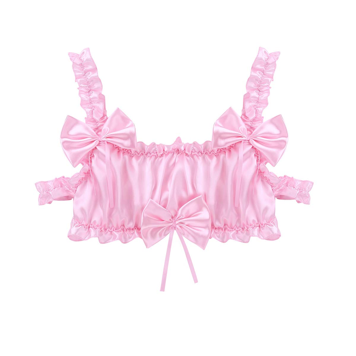 ACSUSS Sissy Men's Frilly Satin Training Bra - Wire-Free Bralette for Crossdressers & Cosplay - Comfortable Crop Top for Crossdressing, Drag Shows & Gender Expression