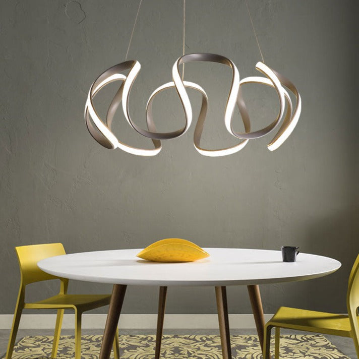 Spiral Wave LED Chandelier - Modern Crystal Ceiling Light Fixture for Dining Room, Living Room & Bedroom | Energy-Efficient Dimmable Lighting for Home Decor